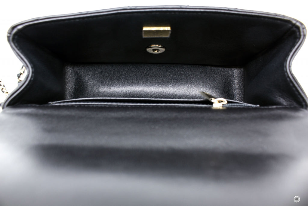 Chanel ASB Mini Flap Bag With Top Handle Black / Lambskin Shoulder Bags Ghw