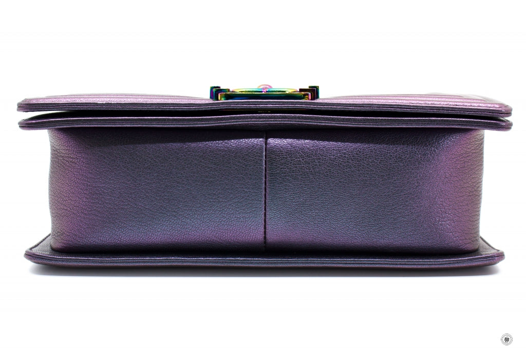Chanel A67086 Boy Rainbow Iridescent Purple Calfskin Medium Shoulder Bags