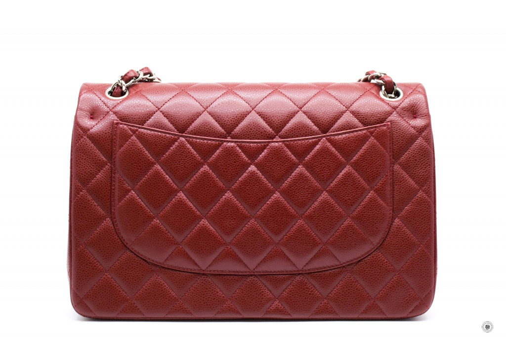 Chanel A58600 Classic CC Red Caviar Jumbo Shoulder Bags Shw