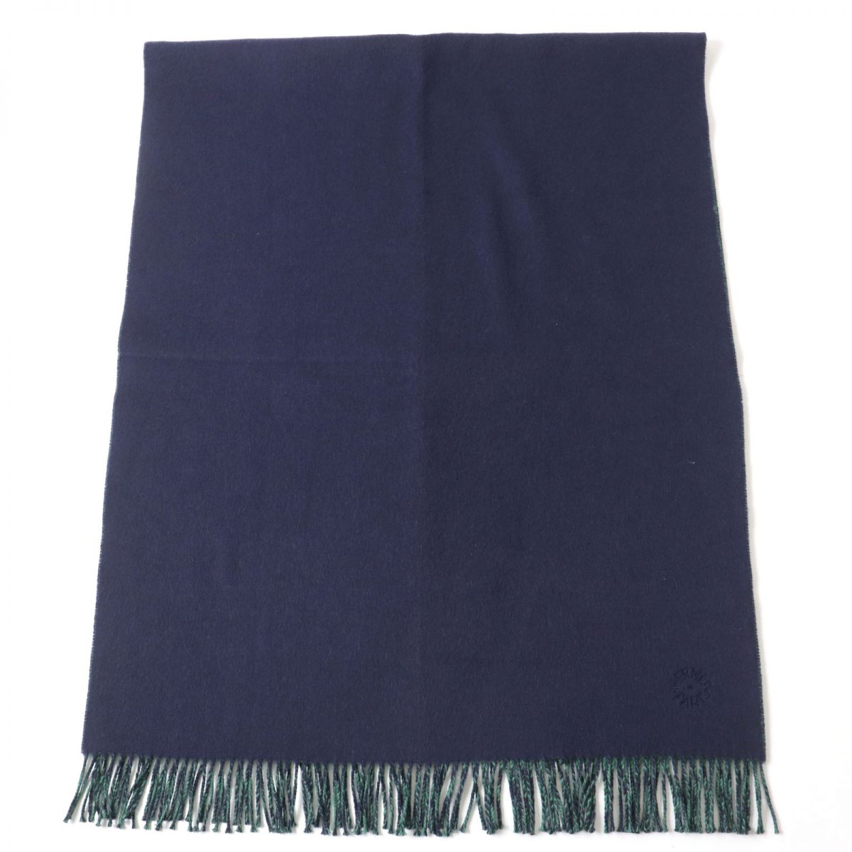 HERMES Stall Main: 100% cashmere Navy x green Women d