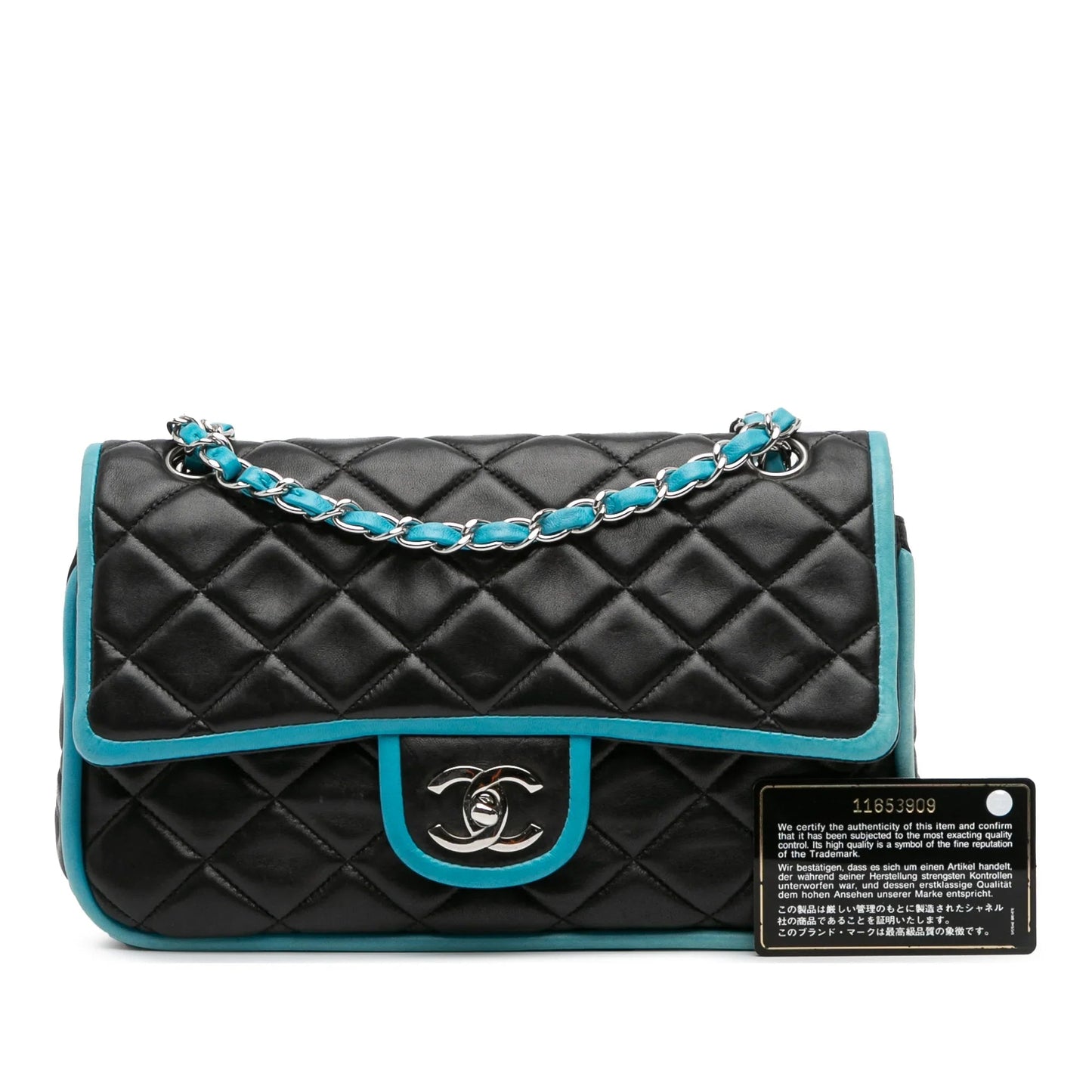 Black Chanel Medium Classic Bicolor Quilted Lambskin Double Flap Shoulder Bag