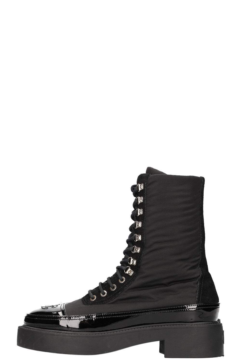 CHANEL Restless Lace Up Boots Black