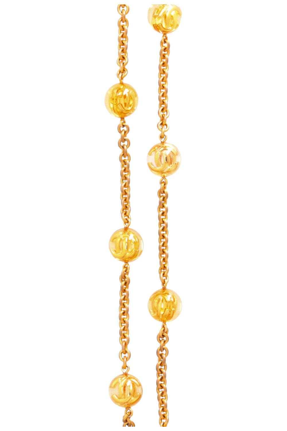 CHANEL 1990 Lucite Ball CC Necklace Gold