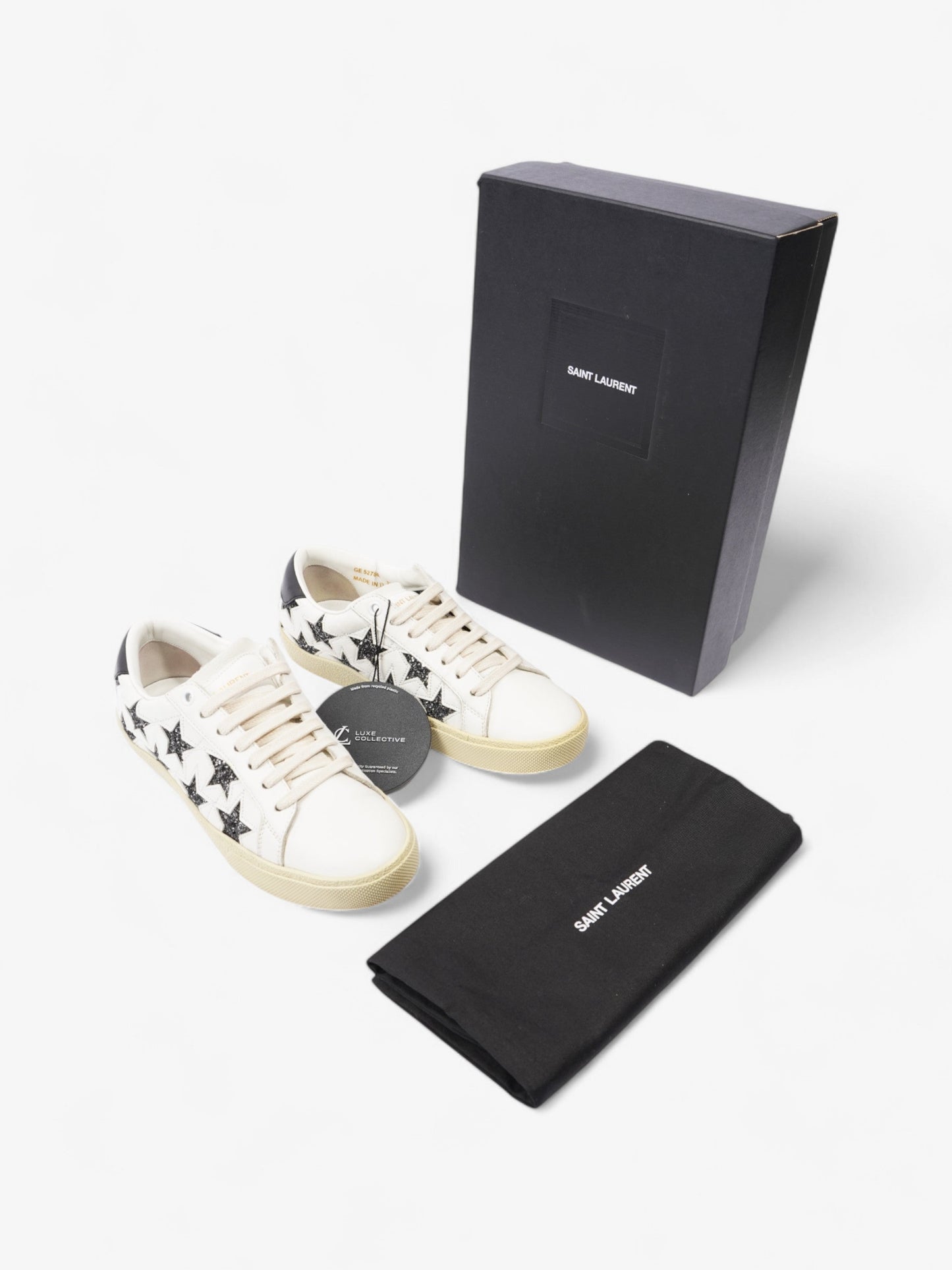 Saint Laurent Court Classic Star White / Black Leather EU 37 UK 4