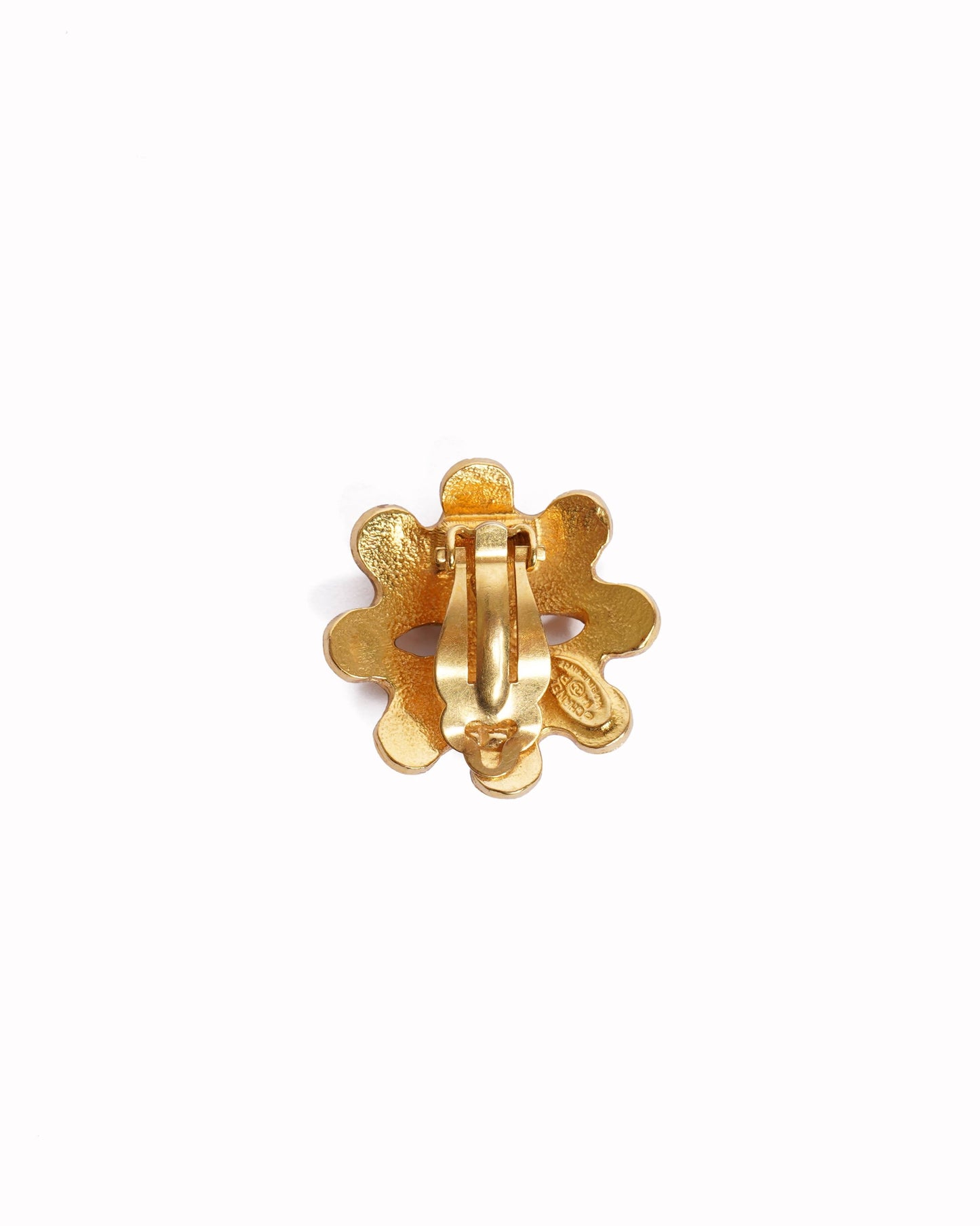 Chanel 1991 Gold Plated CC Earring Made In France