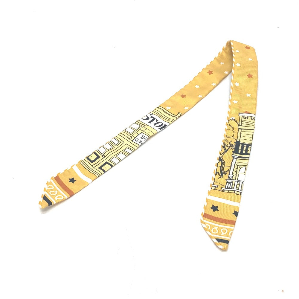 HERMES scarf silk yellow Twilly Doll Candy Herms Paris Station Women d