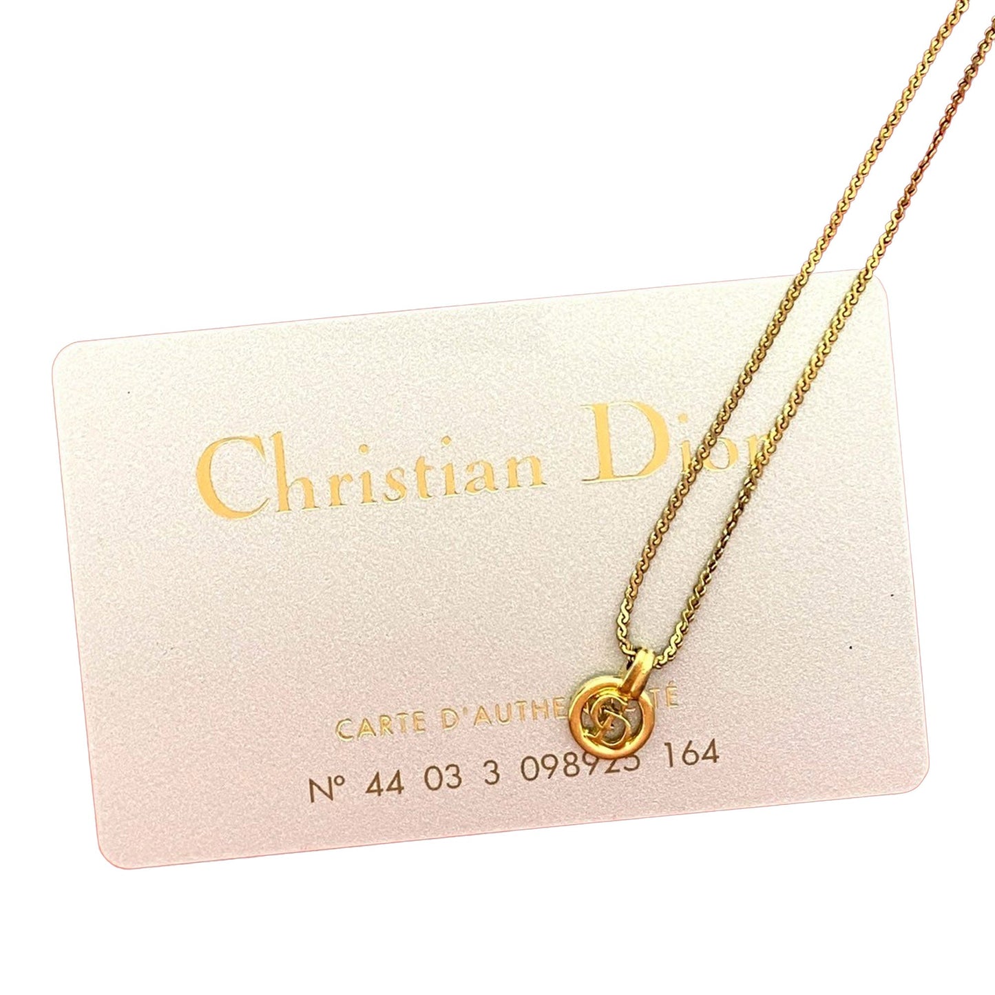 Gold Dior Gold Plated CD Logo Pendant Necklace