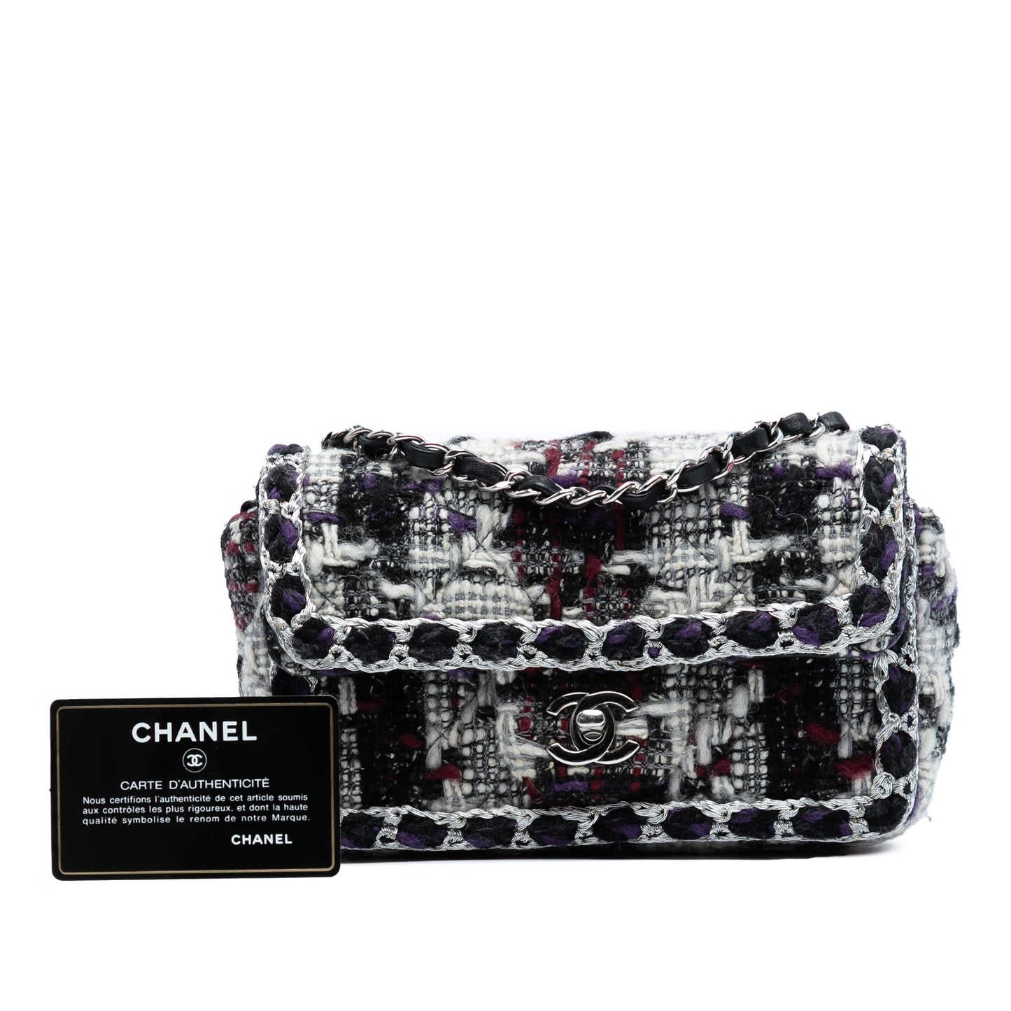 Black Chanel Mini Rectangular Quilted Tweed Single Flap Crossbody Bag