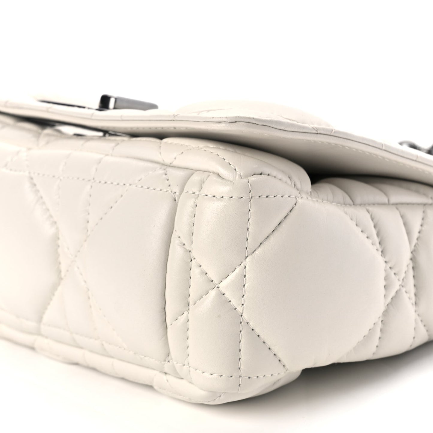 Christian Dior Calfskin Macrocannage Small Dior Caro Bag Ivory