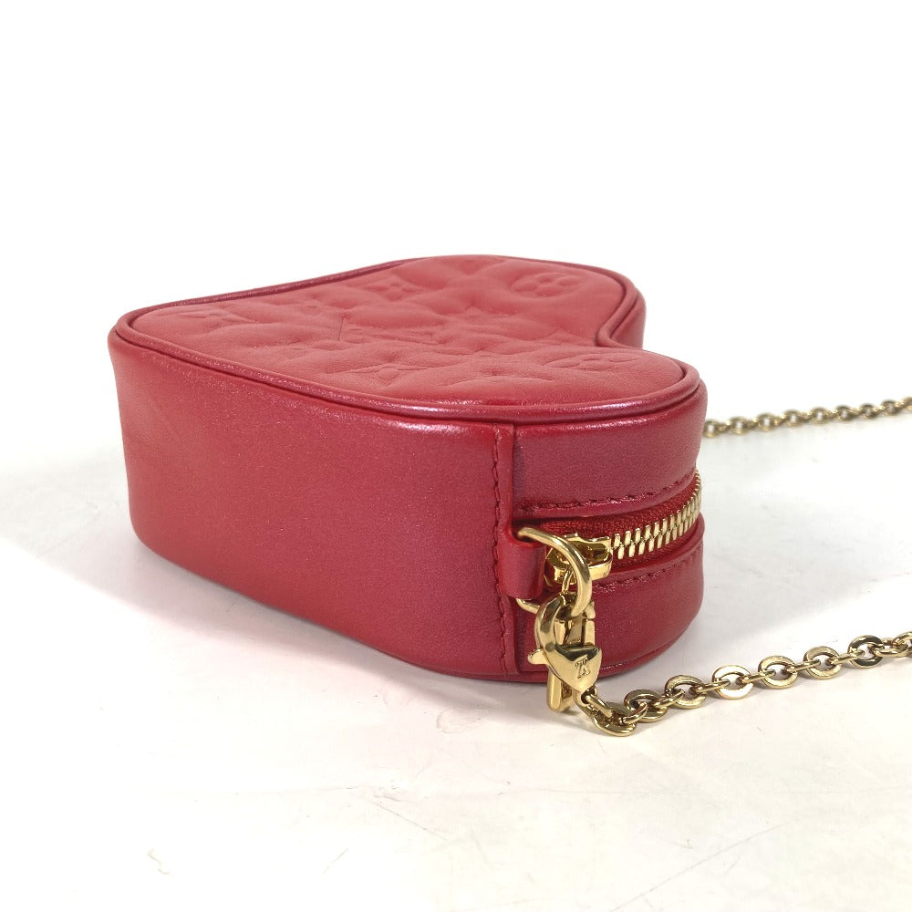 LOUIS VUITTON Shoulder Bag M80837 leather Red Monogram Heart on Chain Women