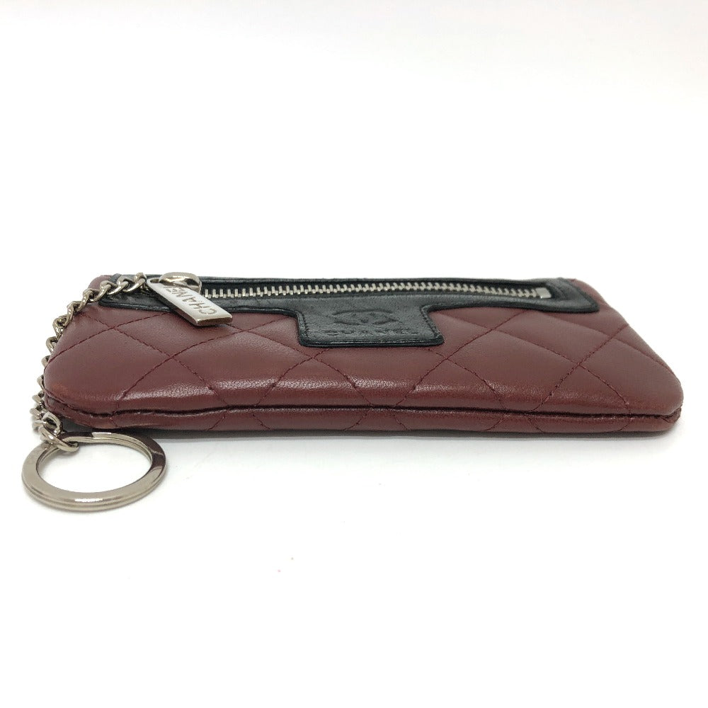 CHANEL Coin case leather black With key ring CC COCO Mark Matelasse Quilting Women d
