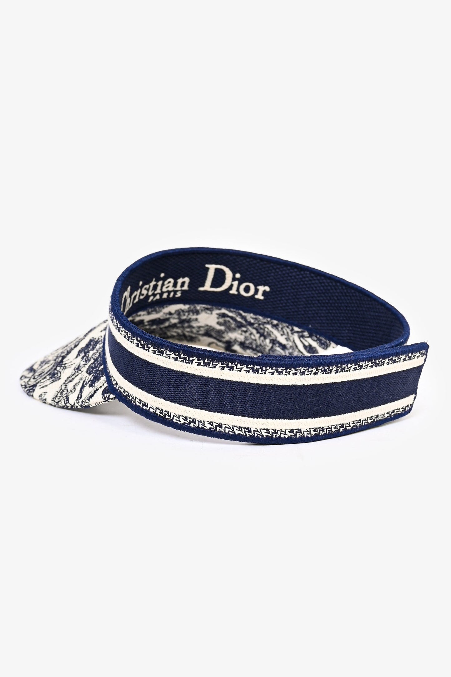 Christian Dior Navy/White Logo Embroidered Visor