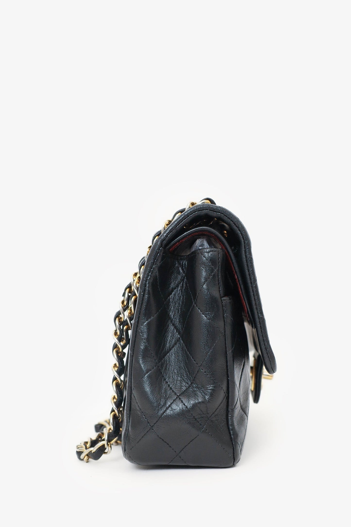 Pre-Loved Chanel™ 1991-94 Black Lambskin Medium Double Flap Shoulder Bag Chanel 1991-94 Black Lambskin Medium Double Flap Shoulder Bag