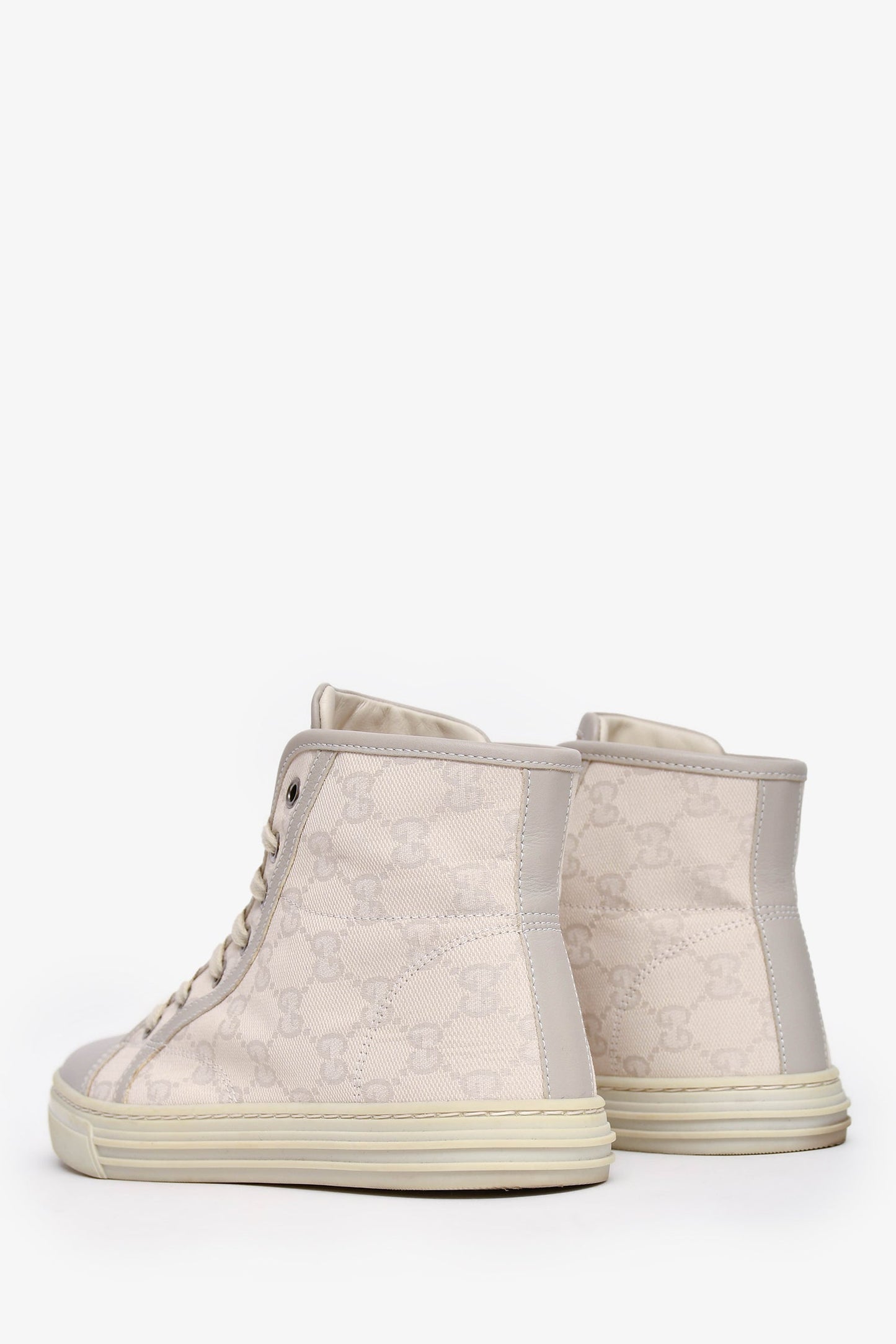 Gucci White GG Canvas High Top Sneakers Size 37