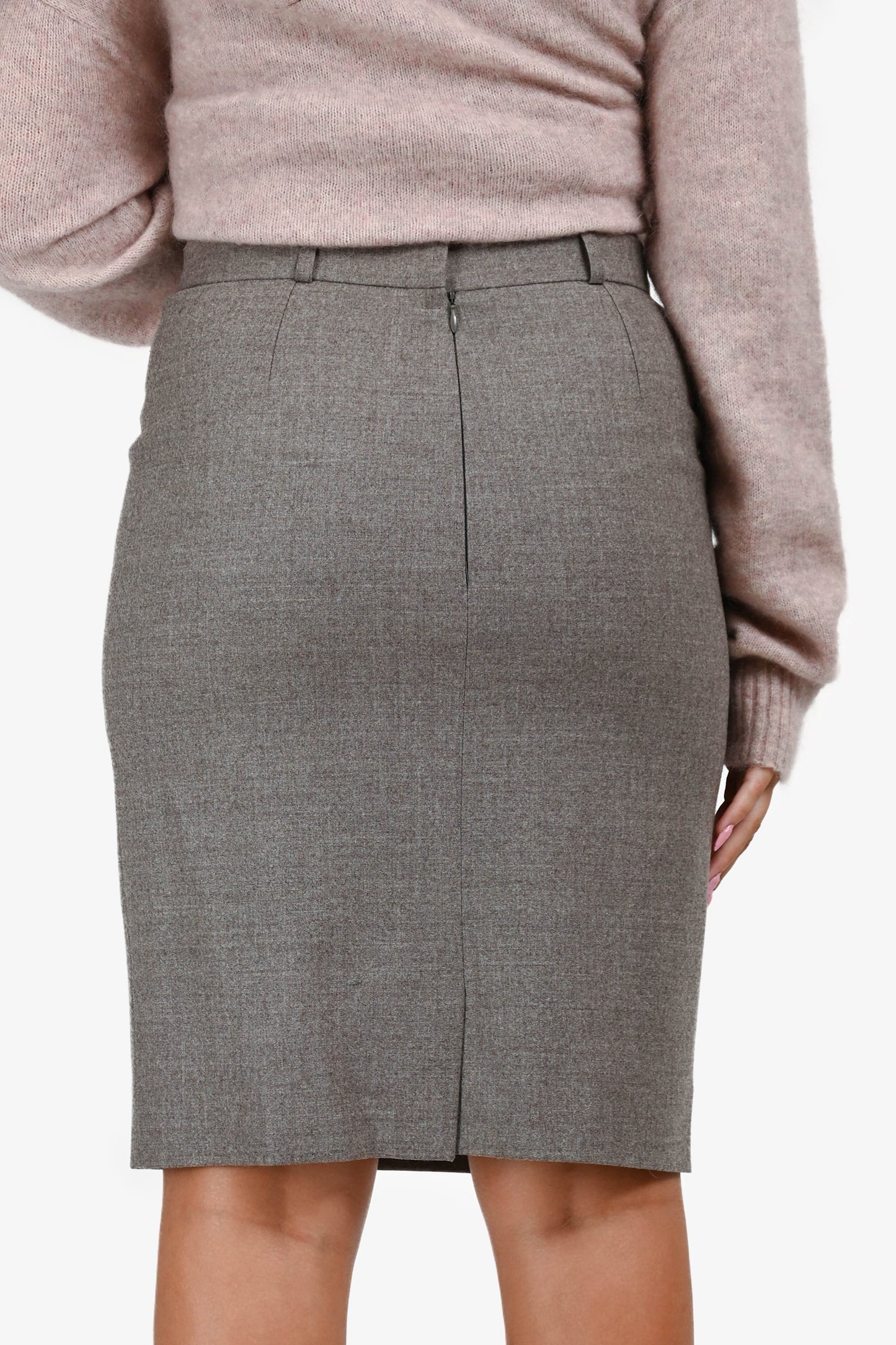 Celine Grey Wool Blend Pencil Skirt Size 40