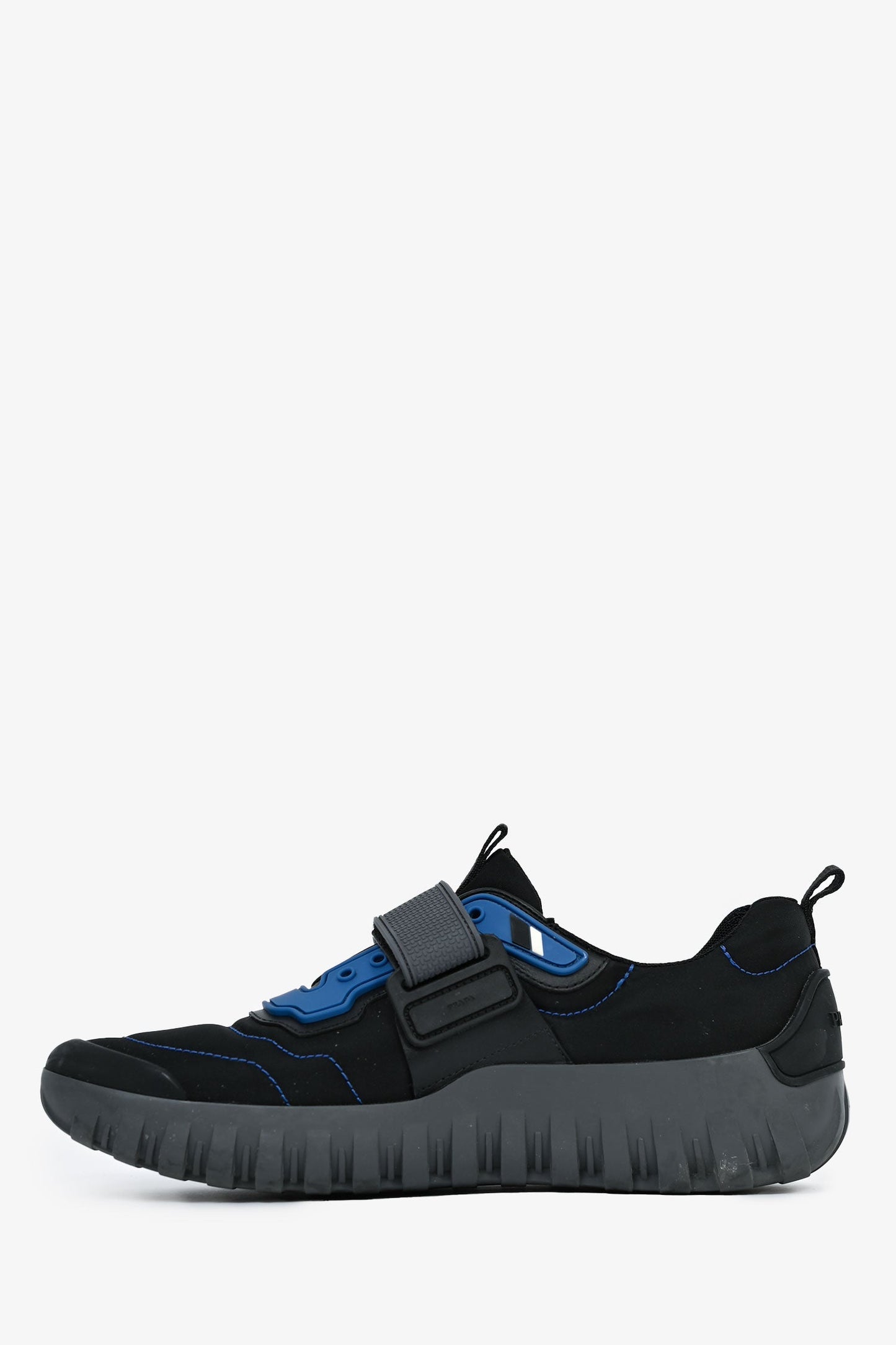 Prada Sport Black/Blue Nylon Rubber Velcro Strap Sneakers Size 7 Mens