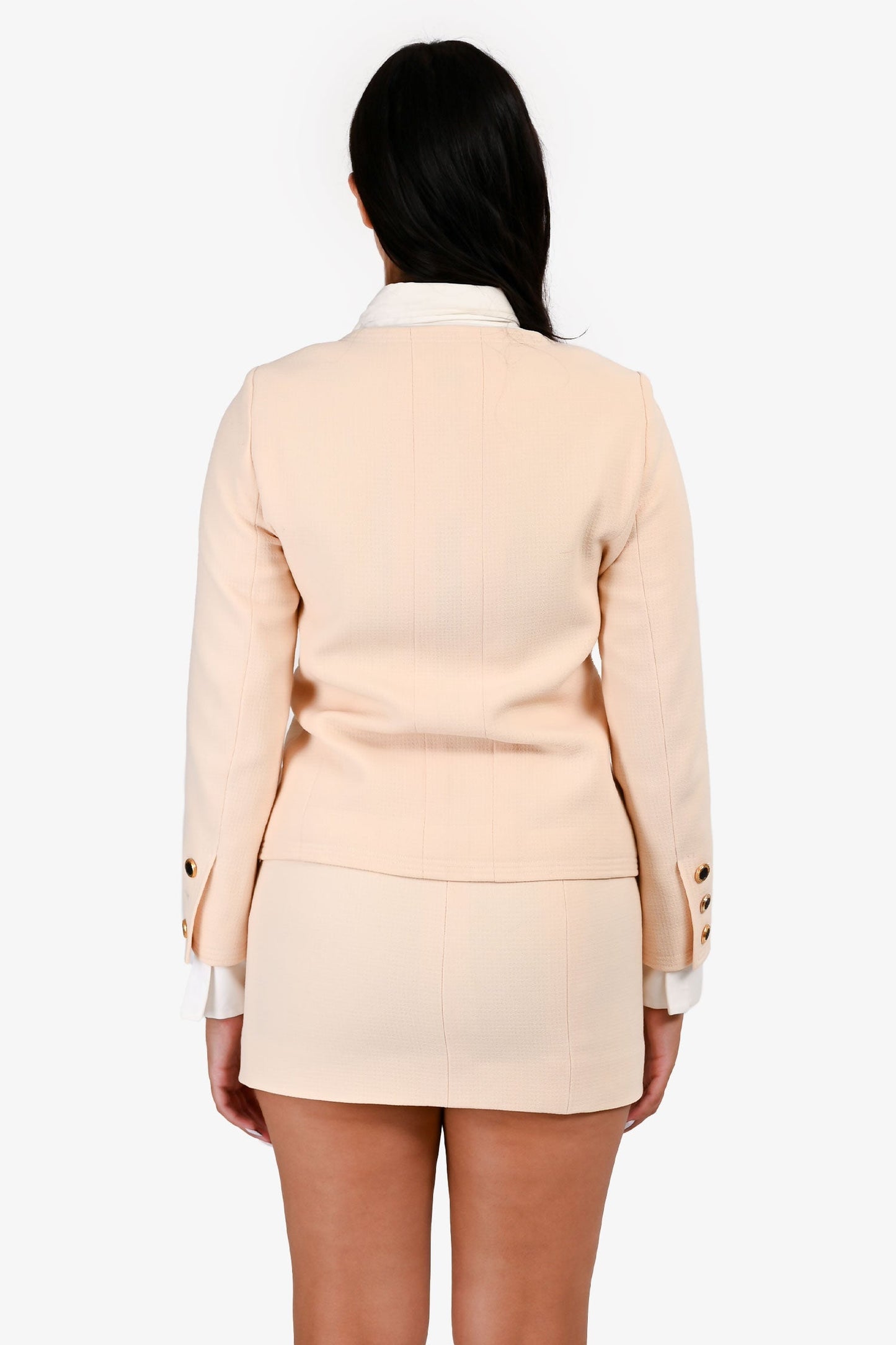 Pre-Loved Chanel™ Cream Wool Blazer Skirt Set Size 38