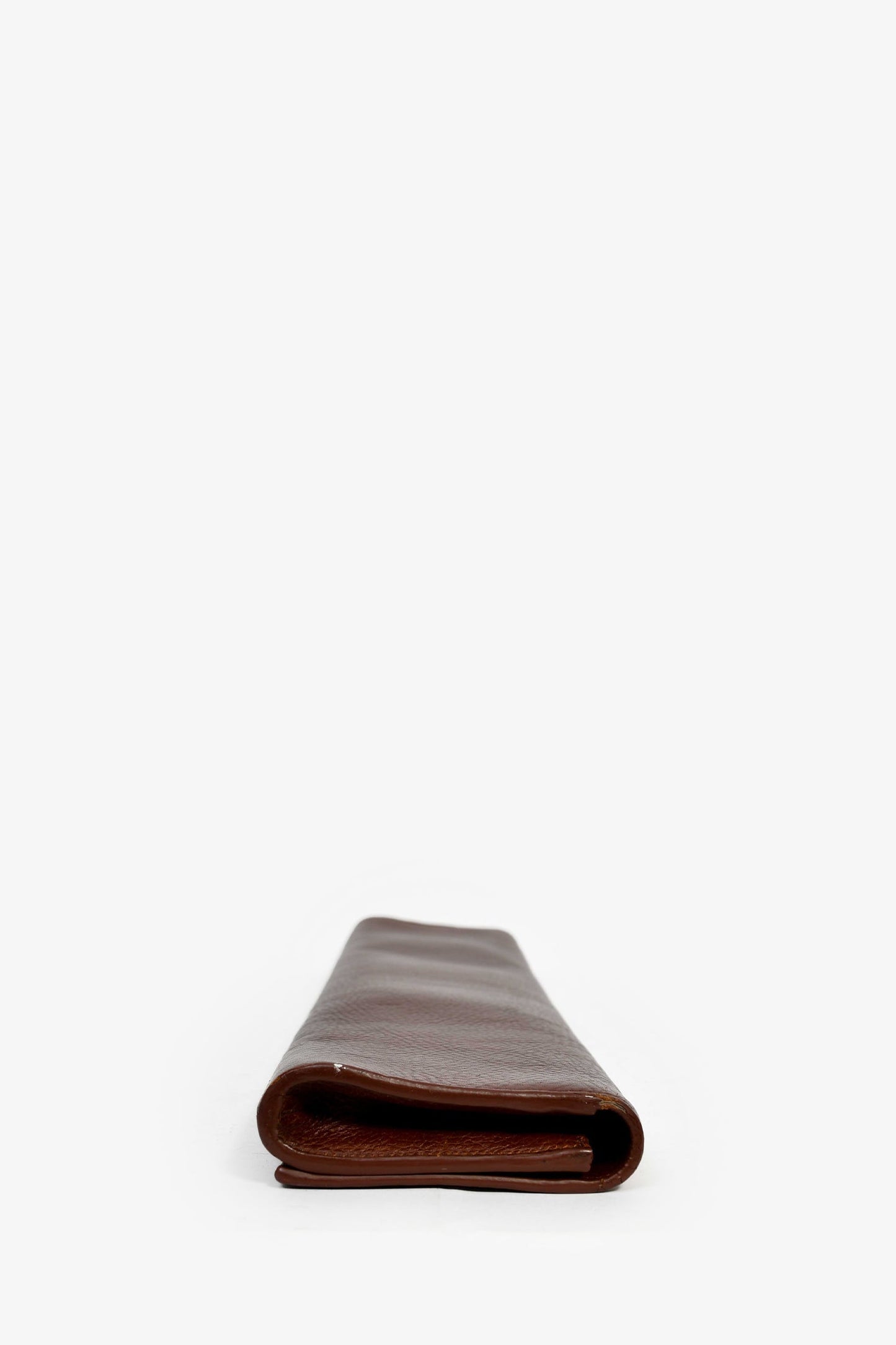 Saint Laurent Cognac Grained Leather 'Fetiche' Long Narrow Clutch