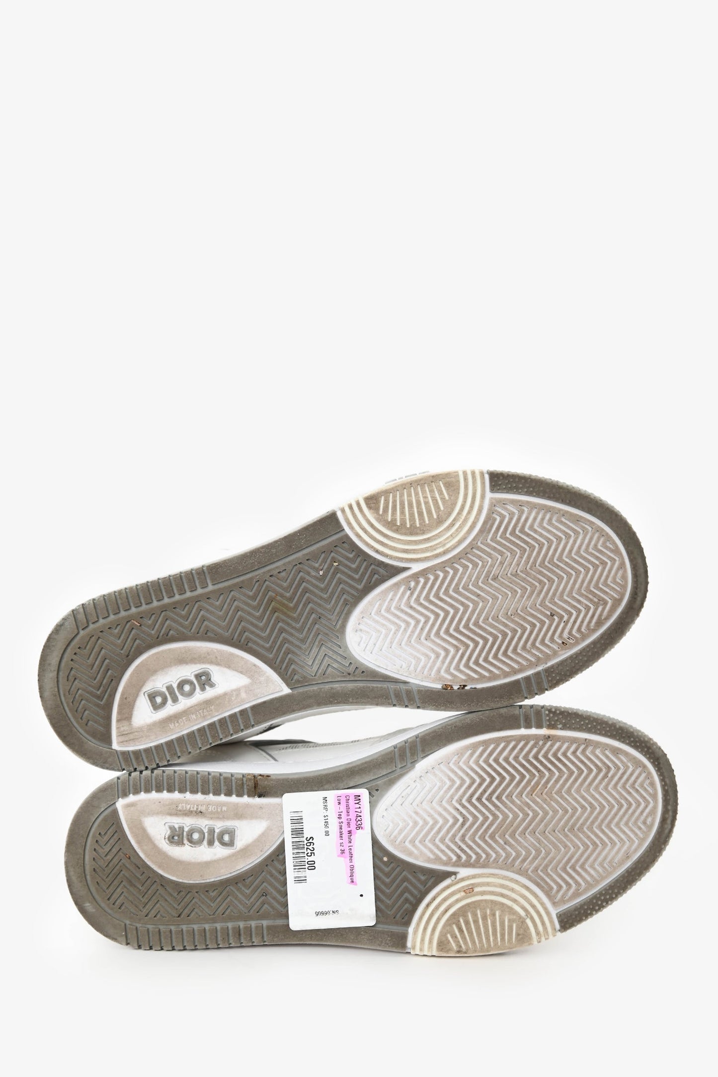 Christian Dior White Leather Oblique Low-Top Sneaker Size 36