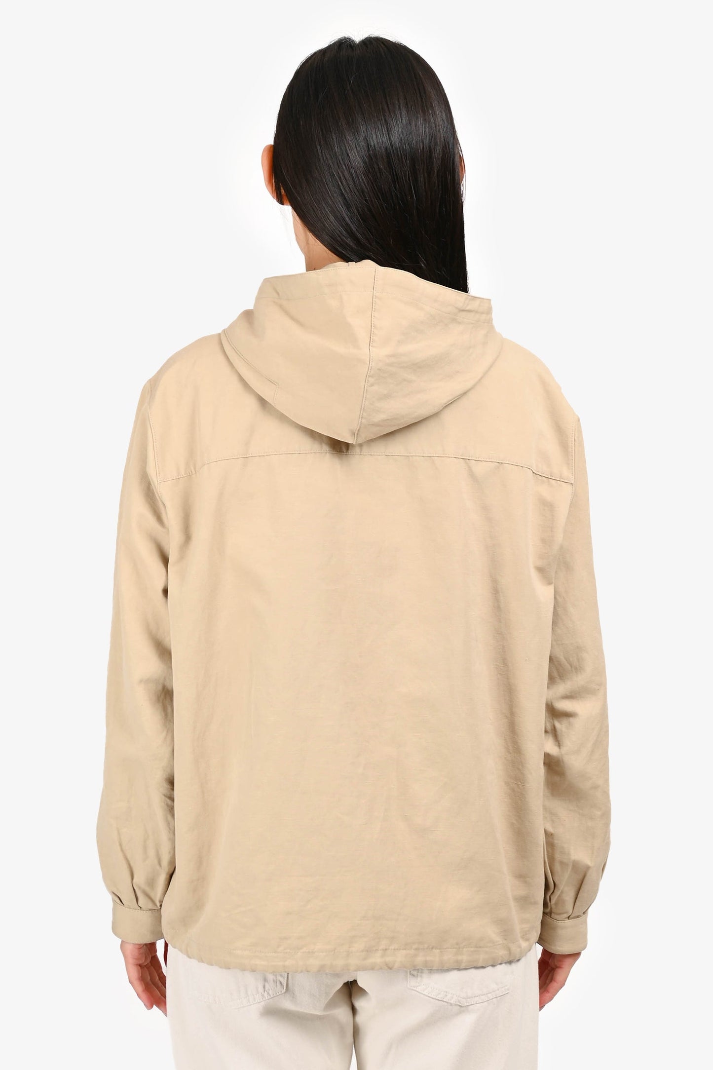 Prada 2023 Beige Triangle-Logo Panama Cotton Windbreaker Size 38