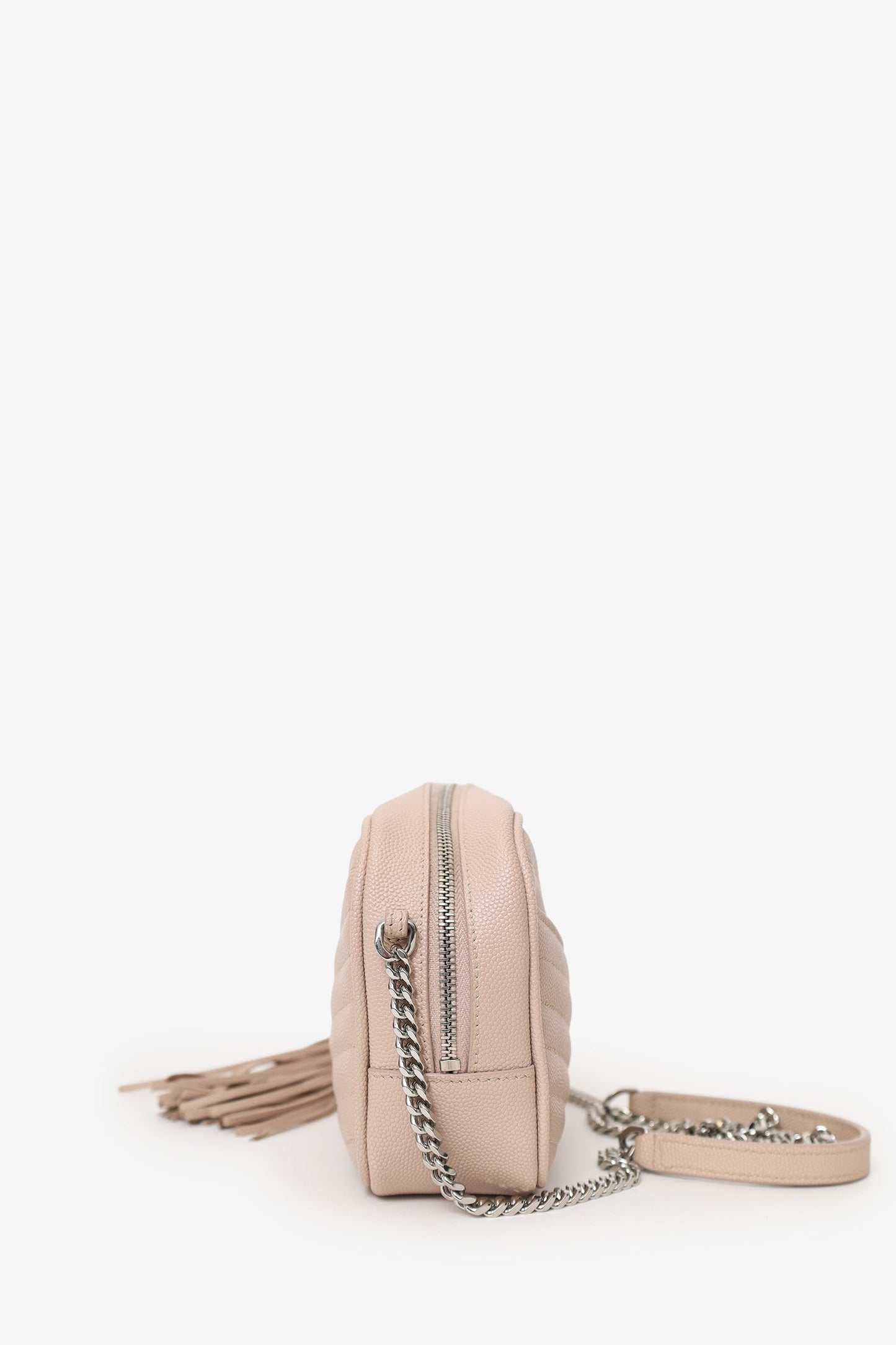 Saint Laurent Light Pink Grained Leather Mini Lou Camera Bag
