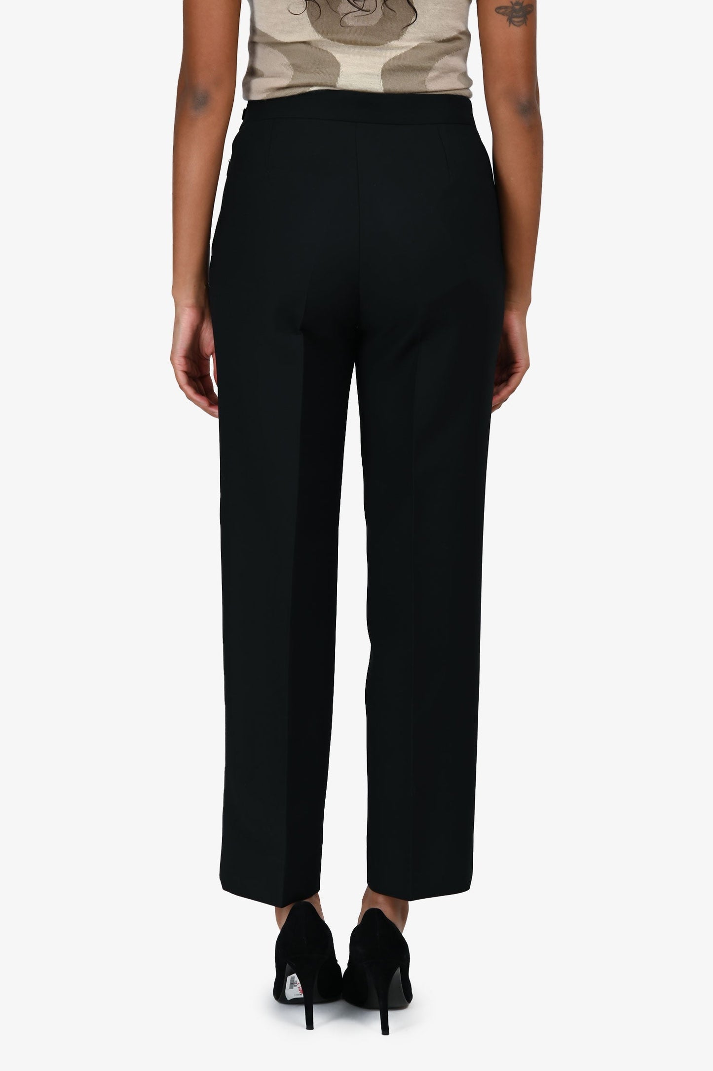 Gucci Black Silk/Wool Crepe 'Cady' Straight Leg Tro rs Size 38