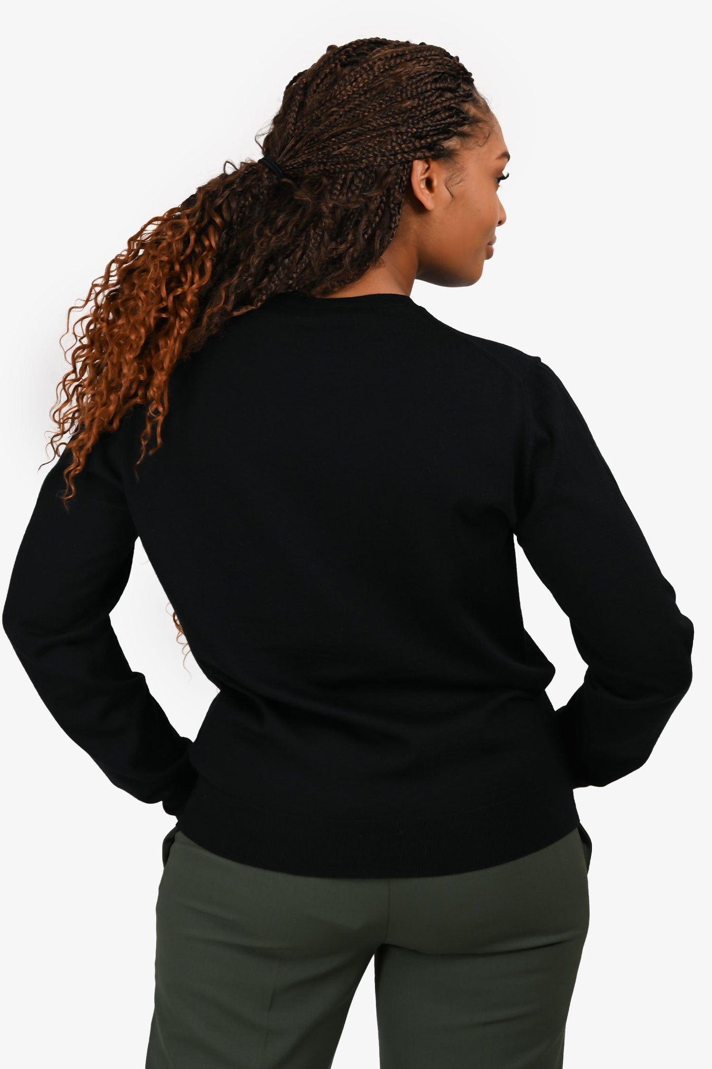 Prada Black Wool Knit Crewneck Sweater Size 48 Mens