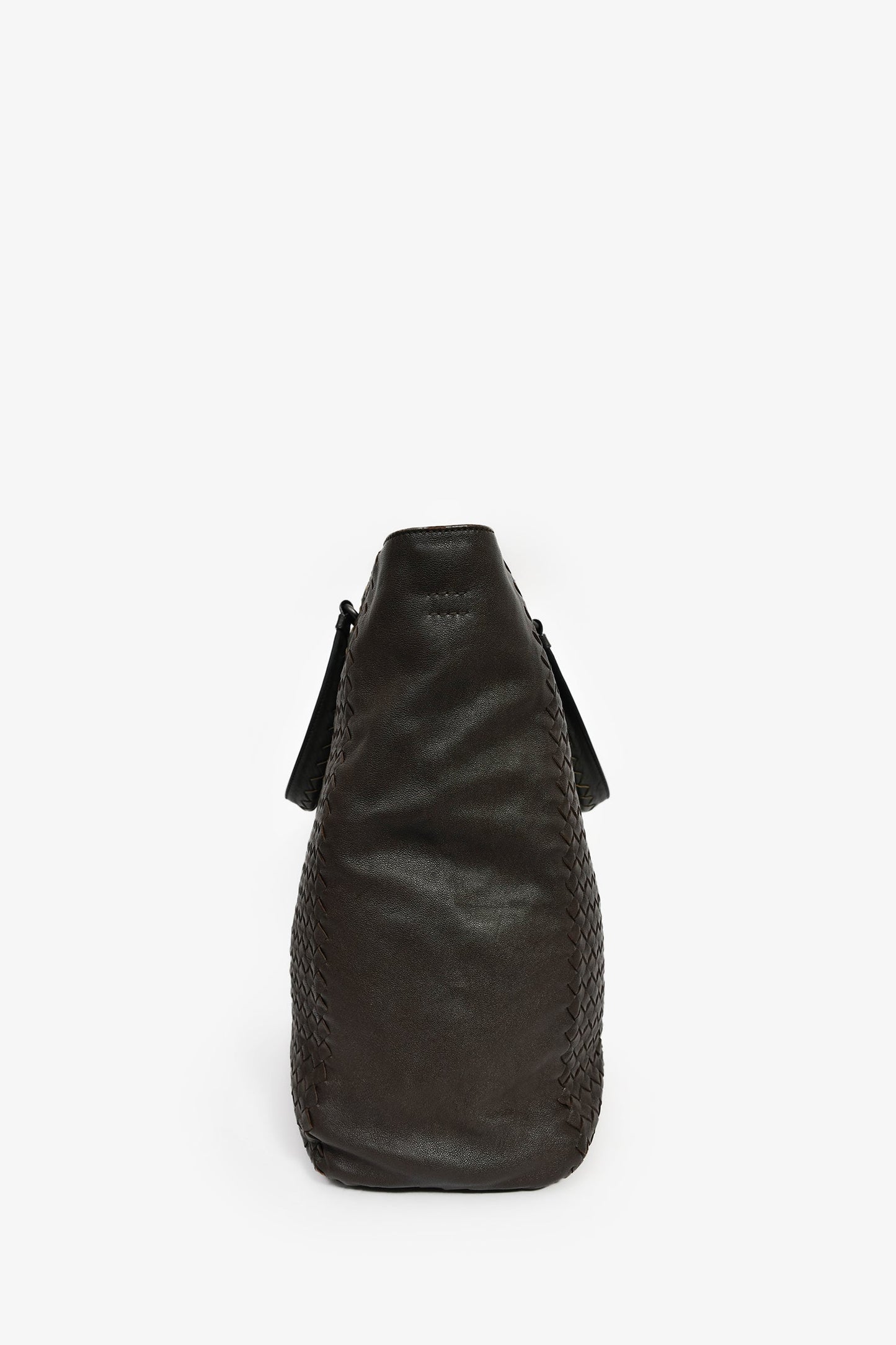 Bottega Veneta Black Intrecciato Leather Top Handle Tote Bag With Strap