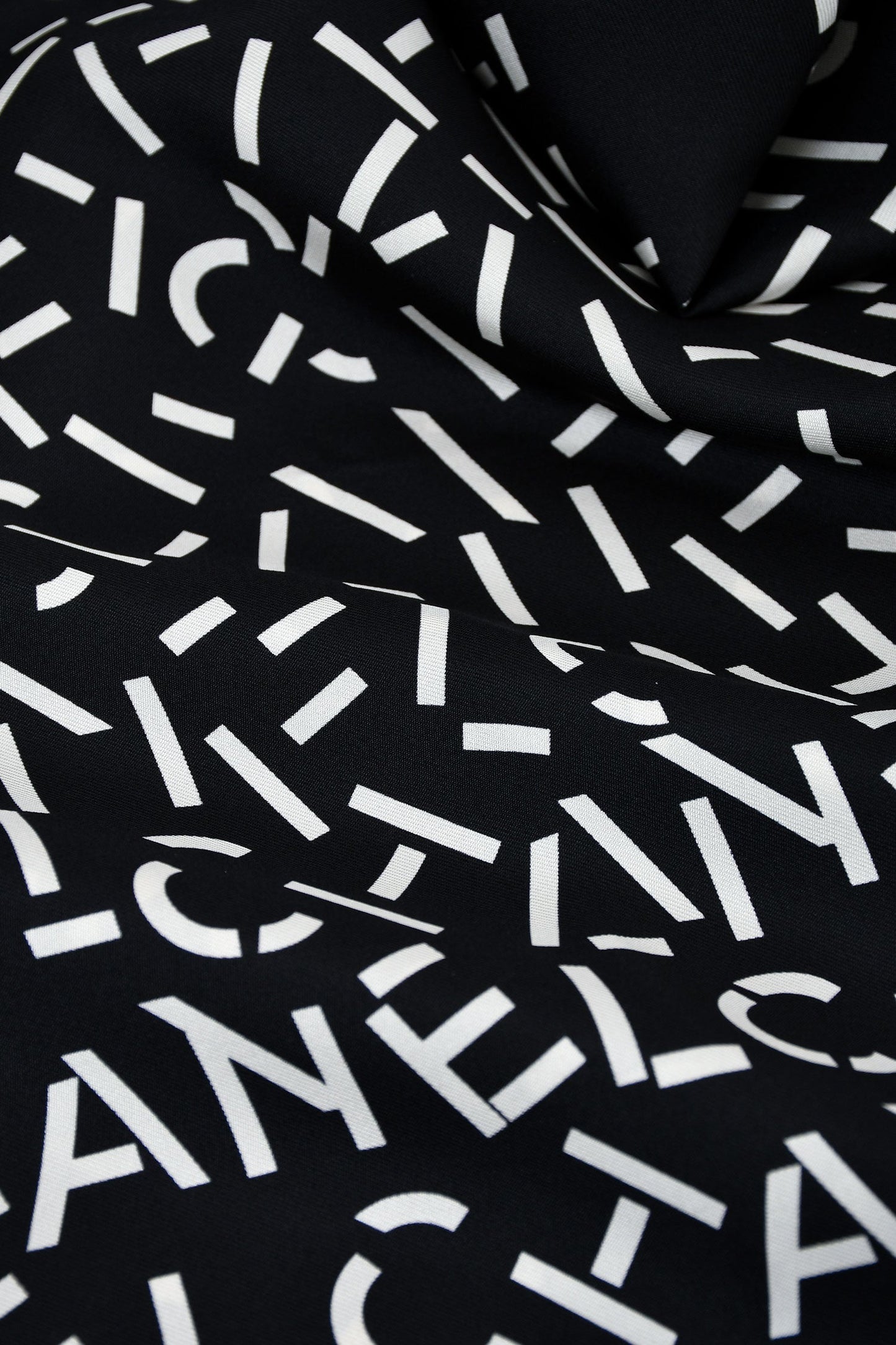 Pre-Loved Chanel™ Black/White Silk Logo Square Scarf