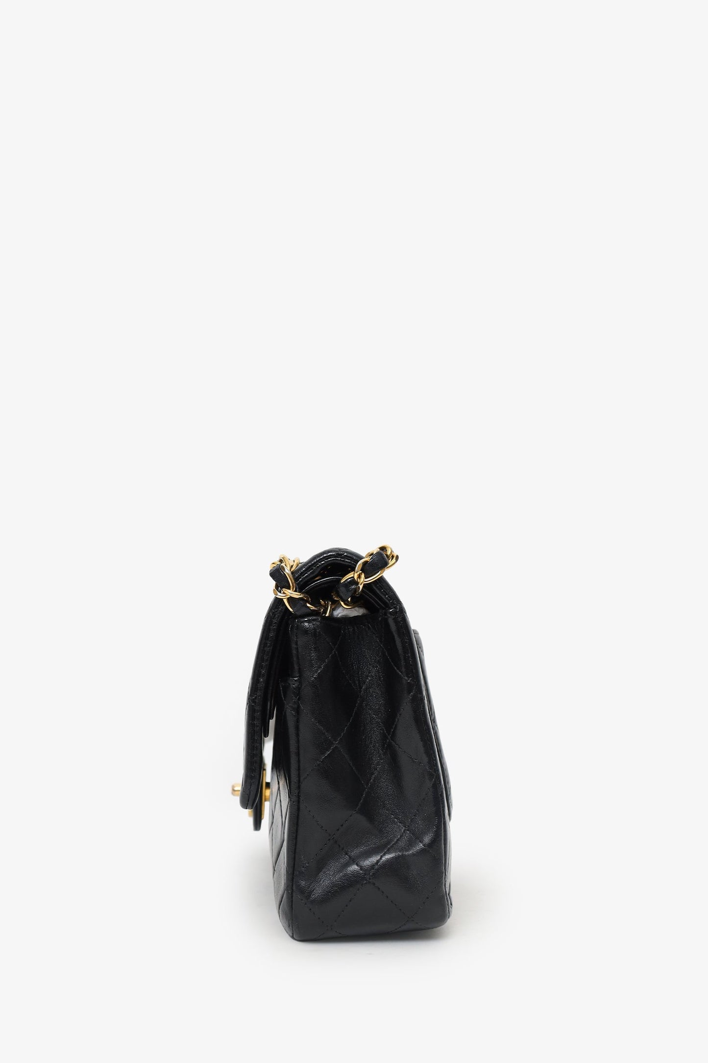 Chanel™ 2000/02 Black Leather Medium Double Flap Chain Bag With GHW