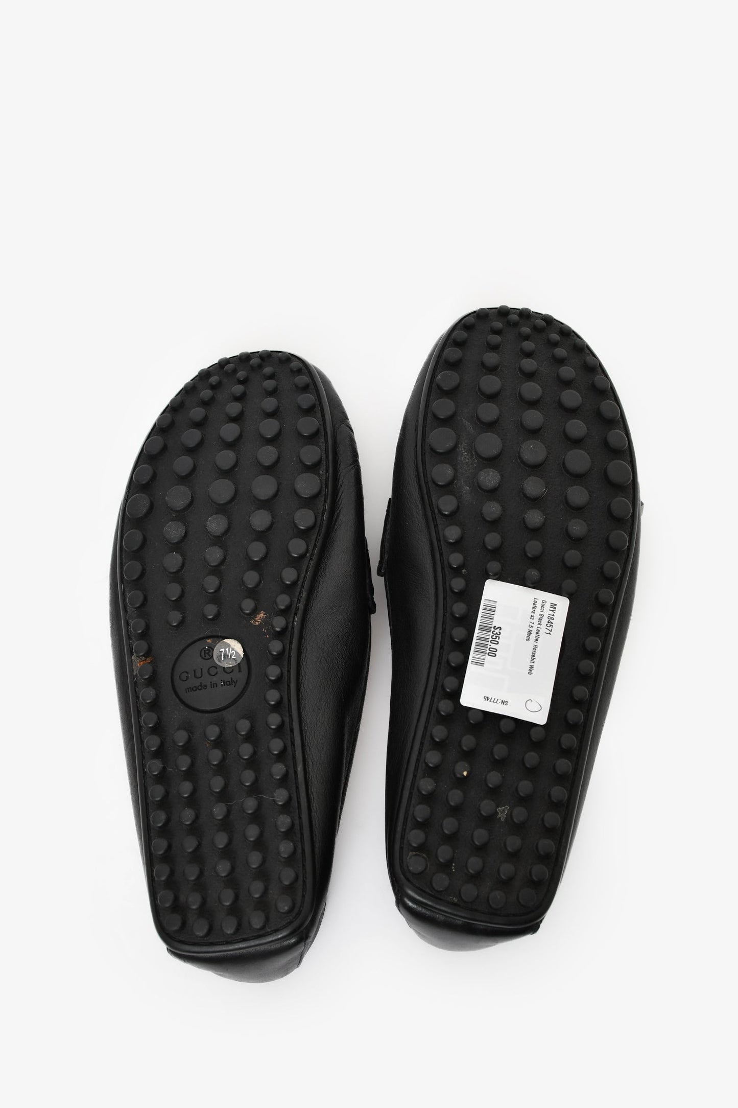 Gucci Black Leather Horsebit Web Loafers Size 7.5 Mens