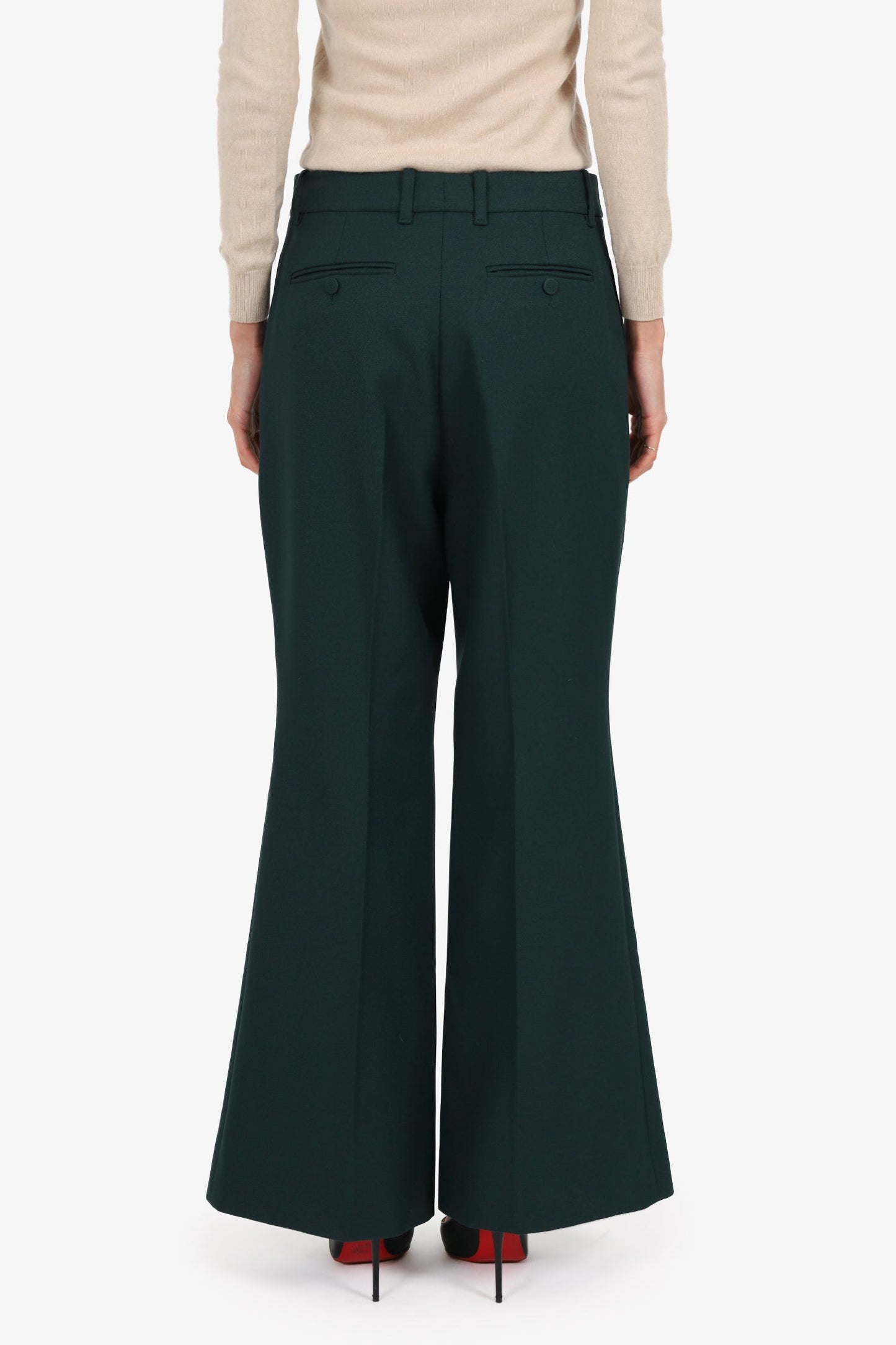 Gucci Dark Green Pleated Tro r Pants Size 40