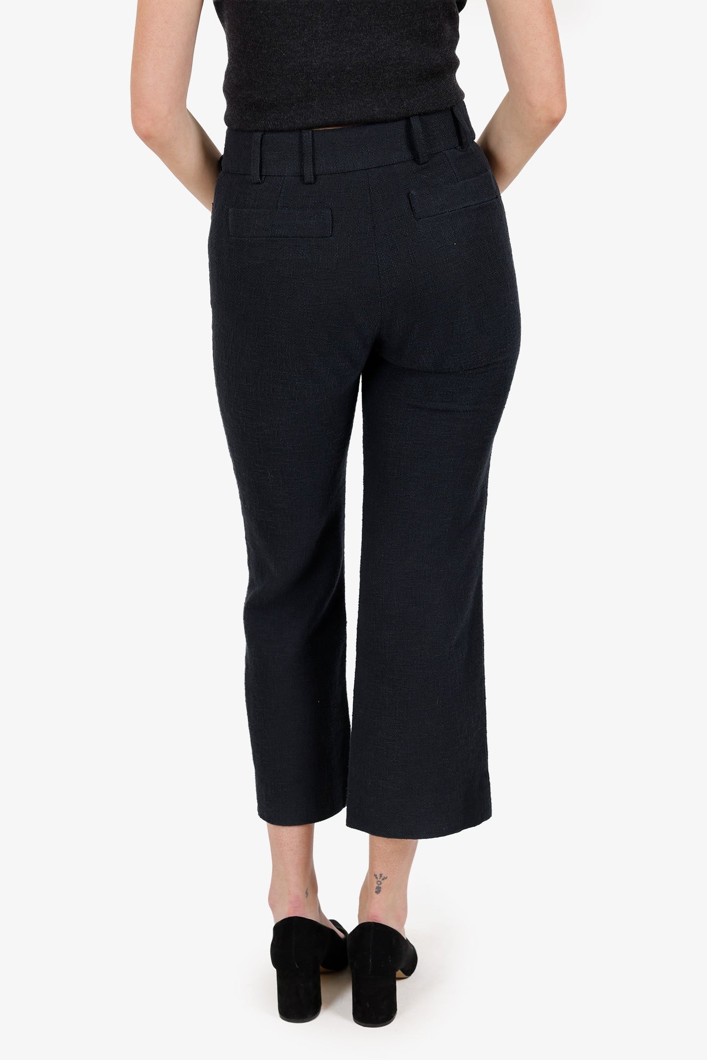 Pre-Loved Chanel™ 06P Black Cotton Straight Leg Pants Size 34