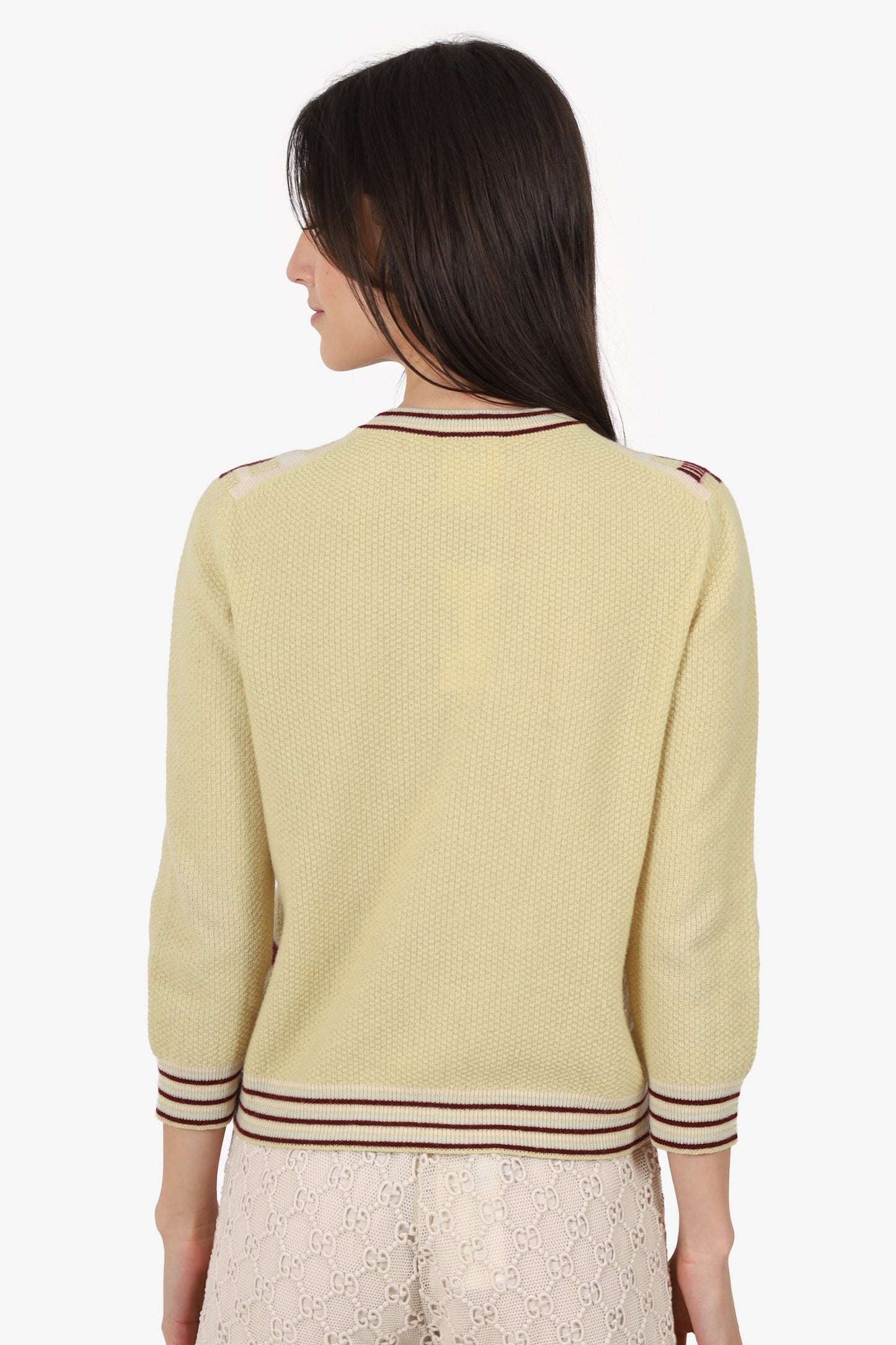 Pre-Loved Chanel™ 04P Yellow Cashmere Plaid Cardigan Size 40