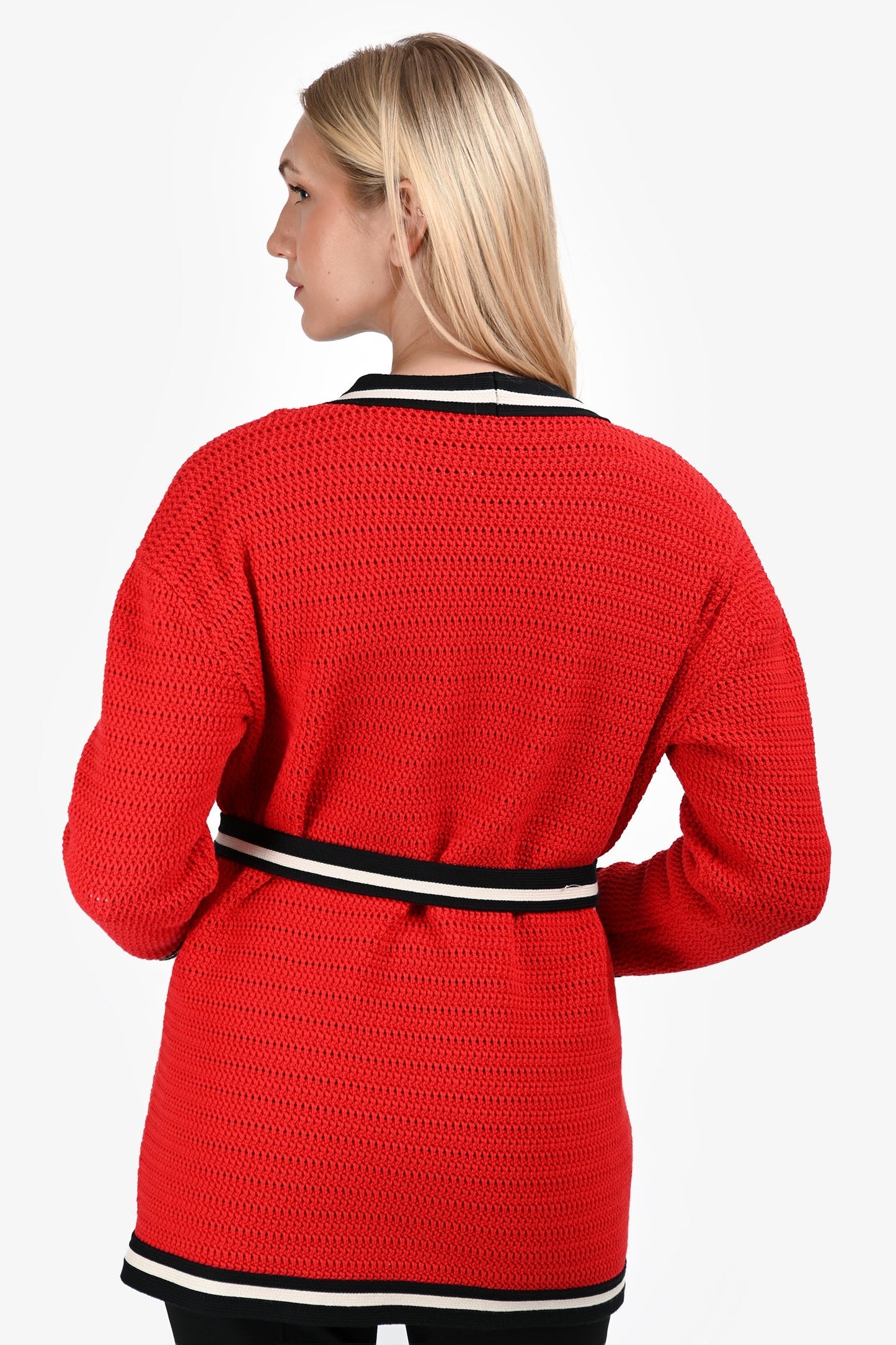 Gucci Red Trim Detail 3-Pocket Cardigan Size XS