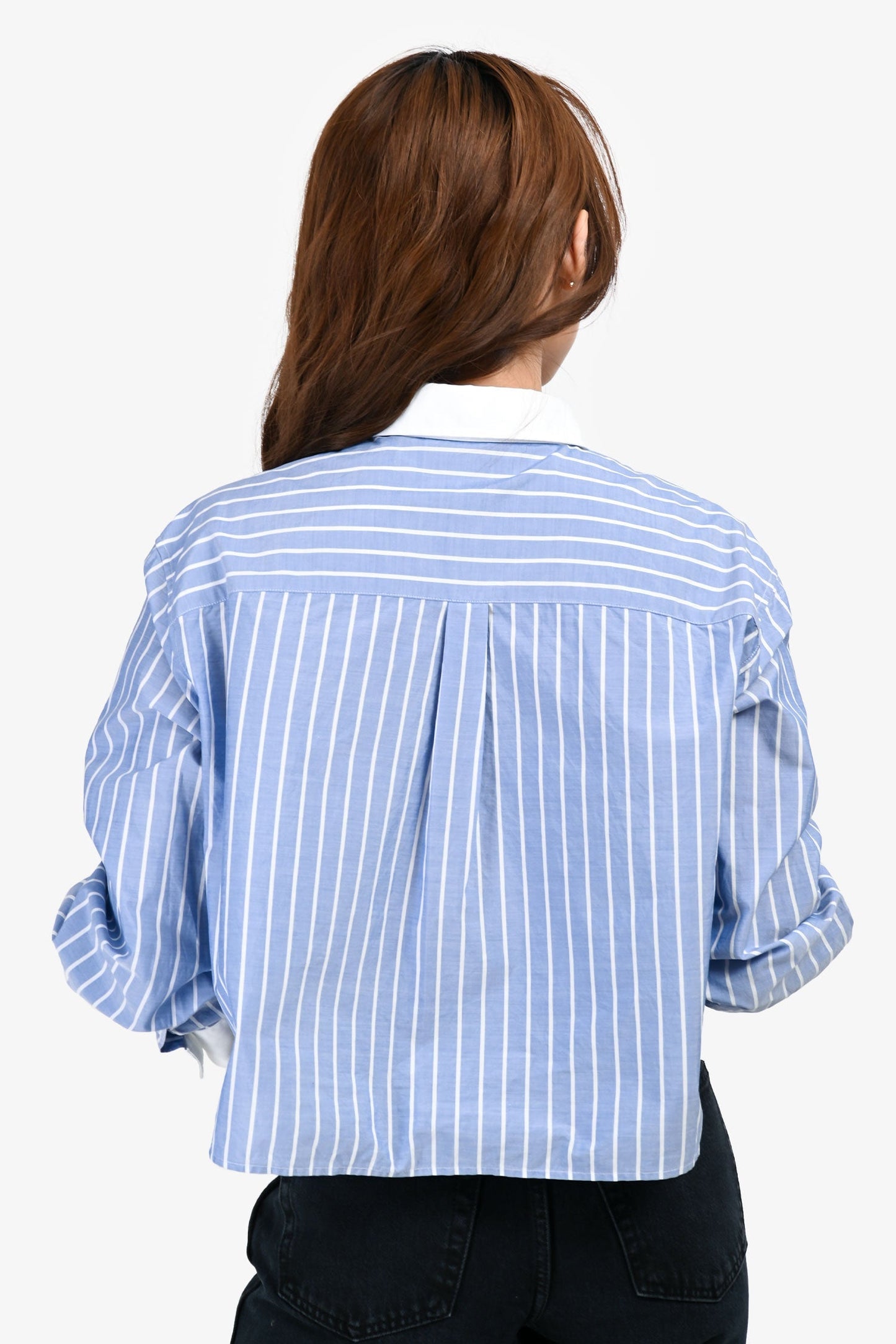 Celine Blue/White Striped Cotton Poplin Cropped Triomphe Blo Size 42