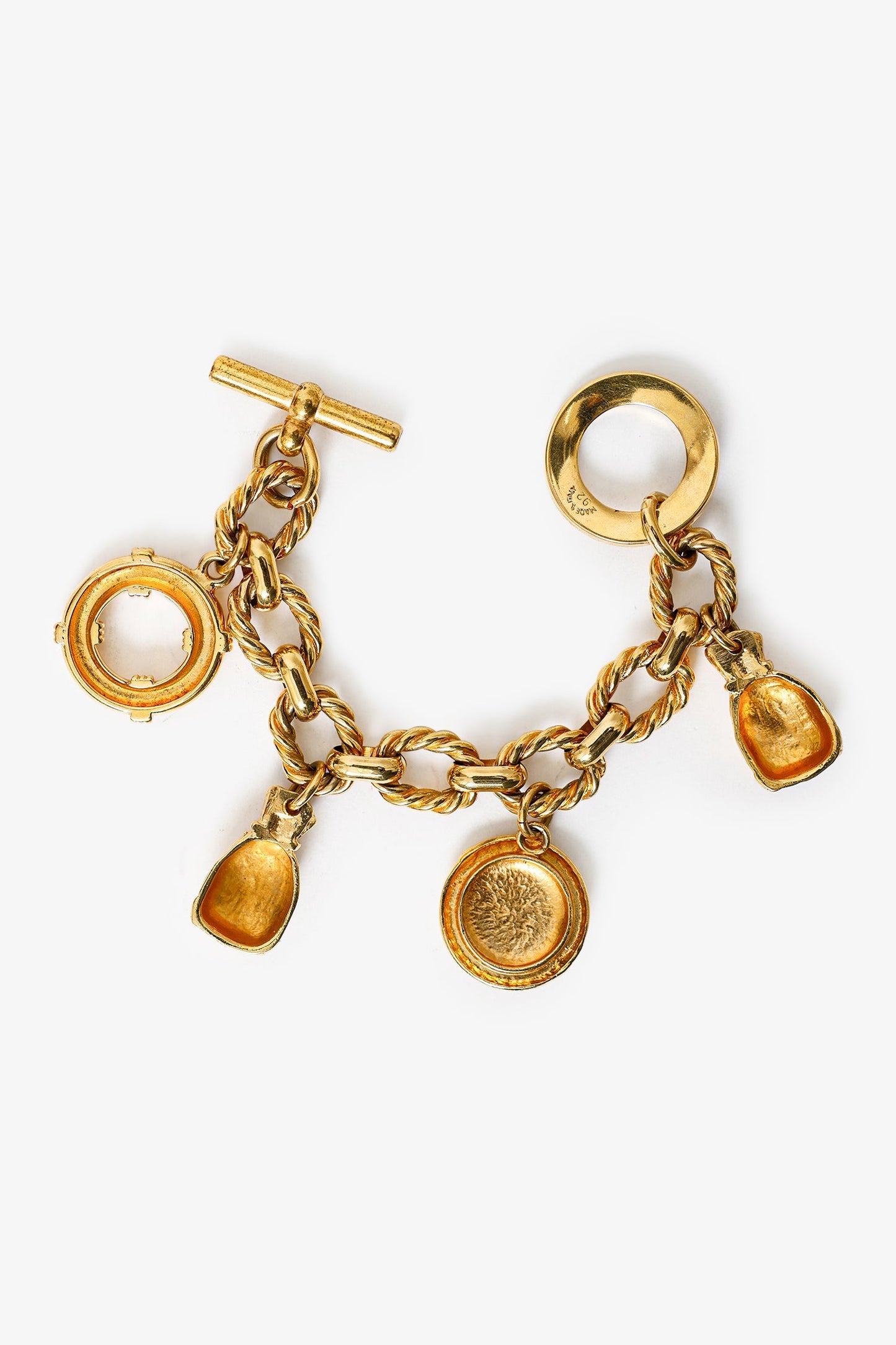 Celine Gold Toned Charm Toggle Closure Bracelet