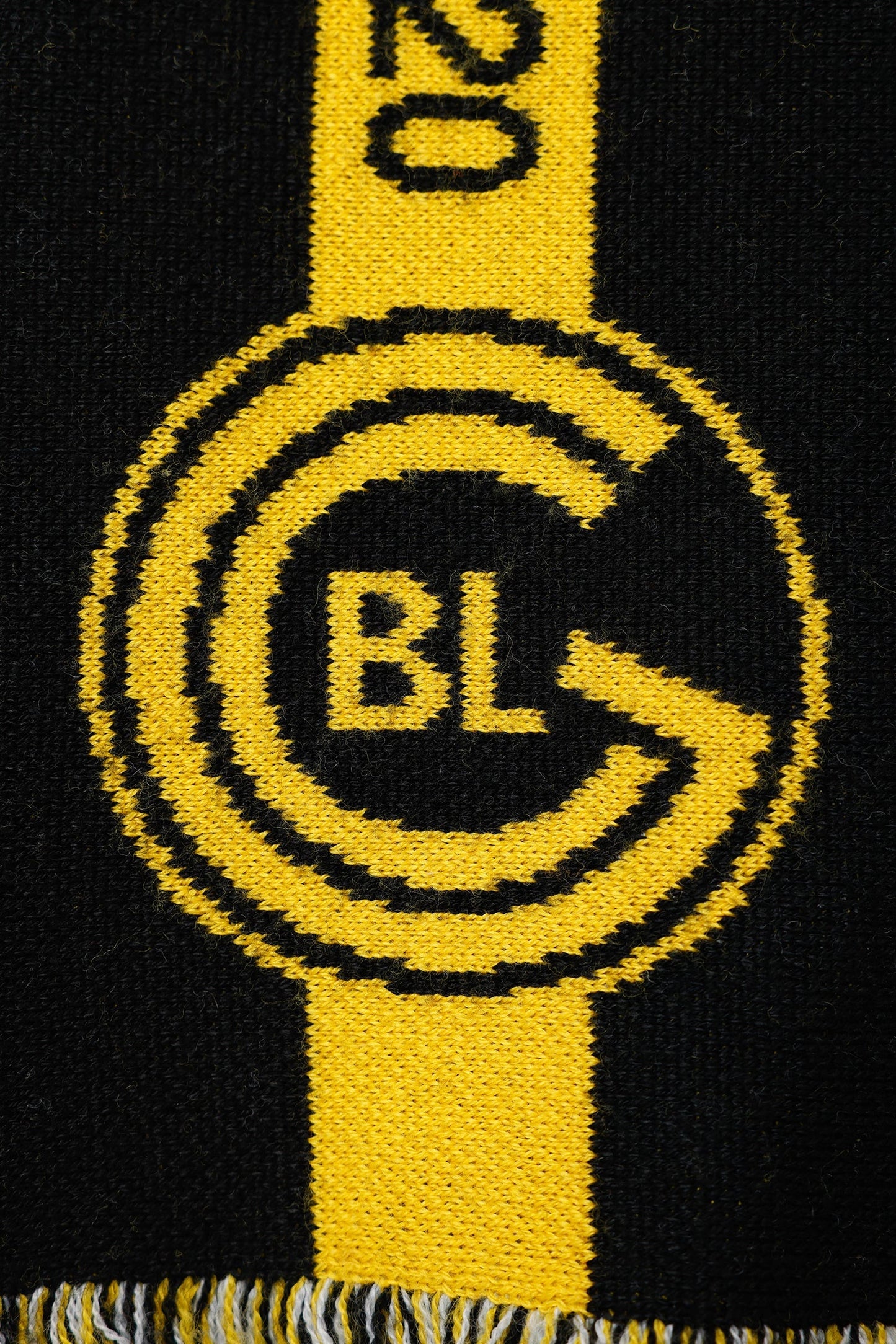 Balenciaga 2020 Black & Yellow Wool Logo Scarf