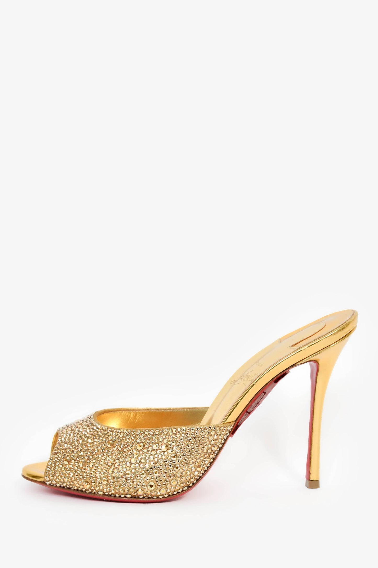 Christian Louboutin Gold Strass Embellished 'Me Dolly' Heels Size 38.5