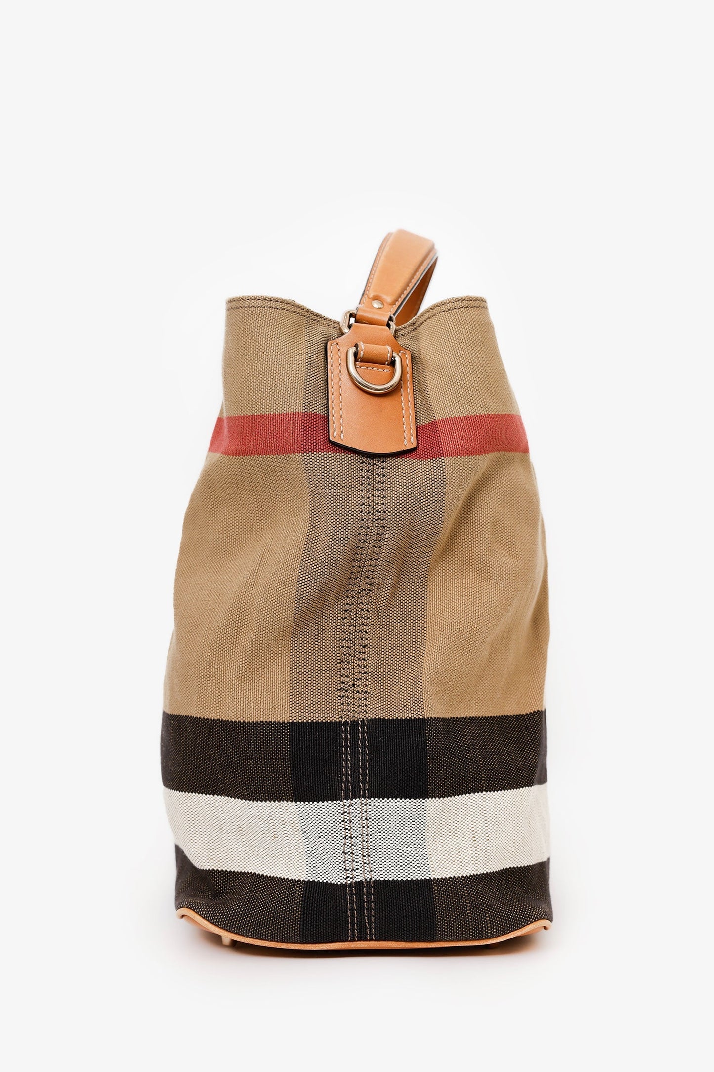 Burberry Brown Ho Check Canvas Ashby Bucket Bag With Pouch