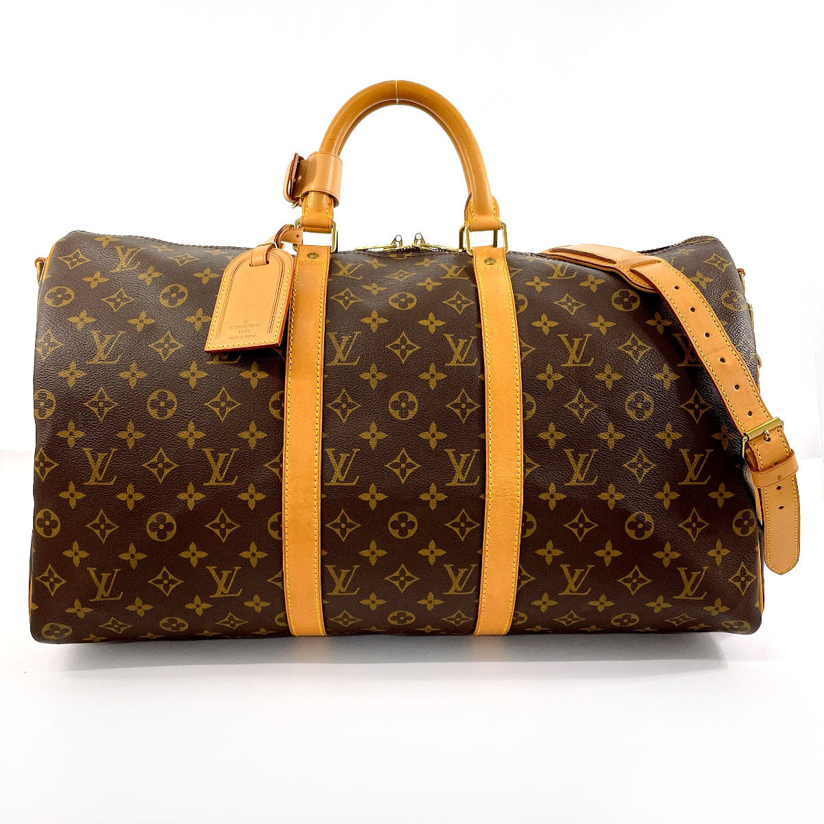 LOUIS VUITTON Boston Duffel bag M41416 Monogram canvas, tanned leather Brown Keepall bandouliere 50 unisex d