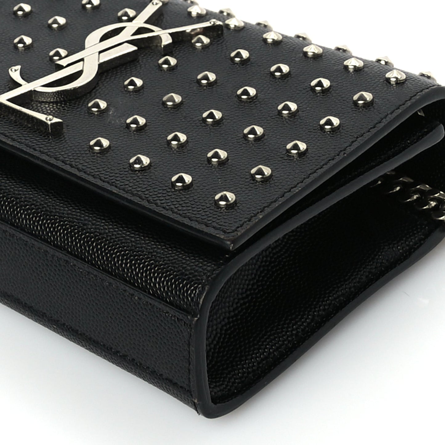Saint Laurent Grain De Poudre Studded Small Classic Monogram Kate Satchel