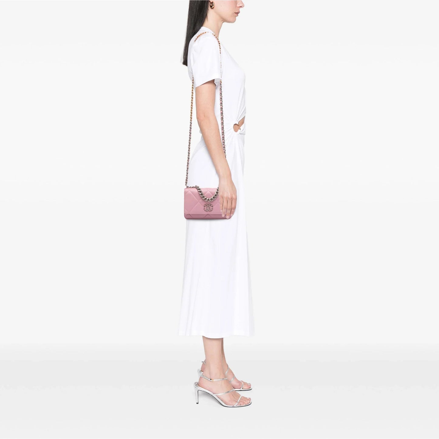 Pink Chanel Quilted Lambskin 19 Wallet on Chain Satchel
