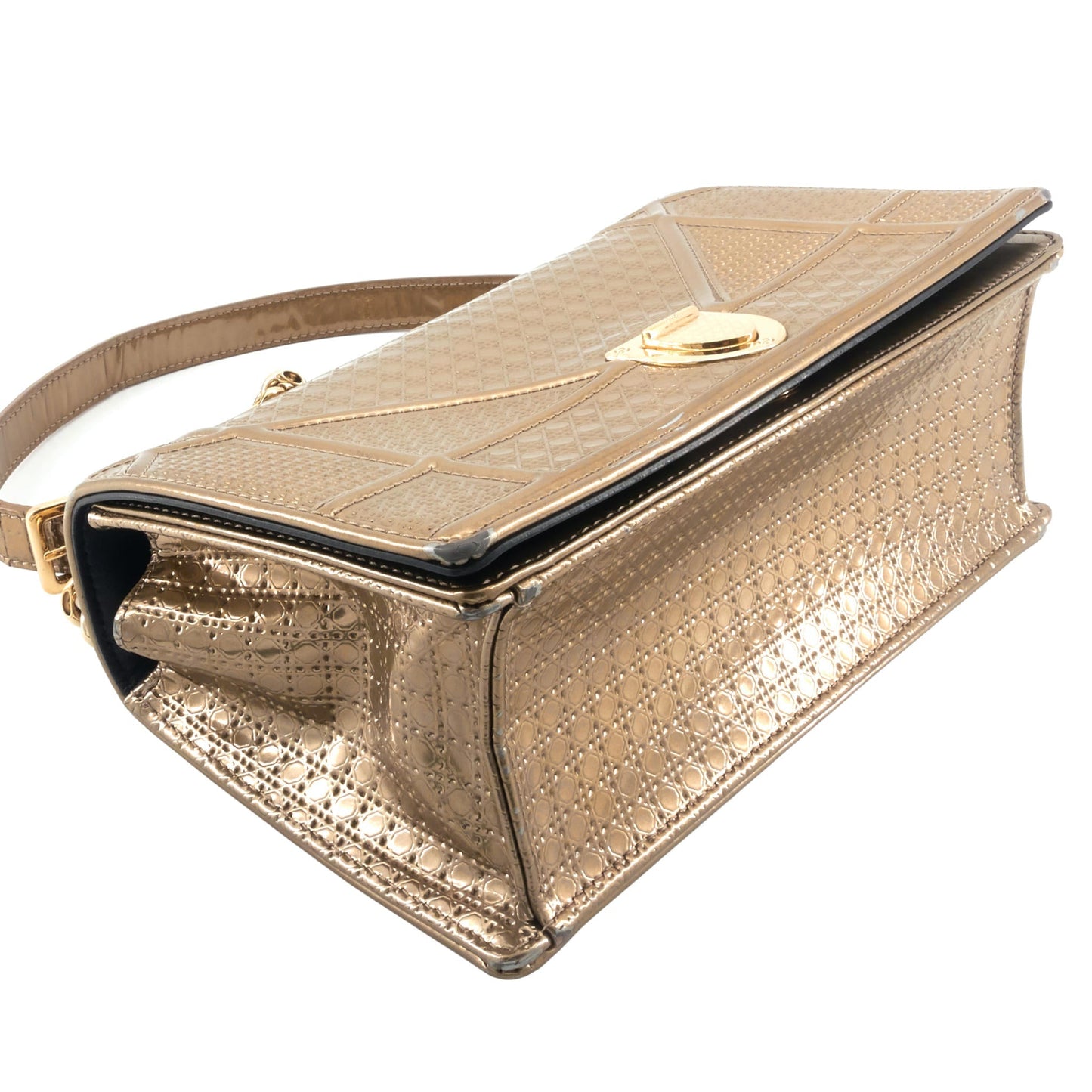 Diorama Medium Metallic Micro Cannage Flap Bag