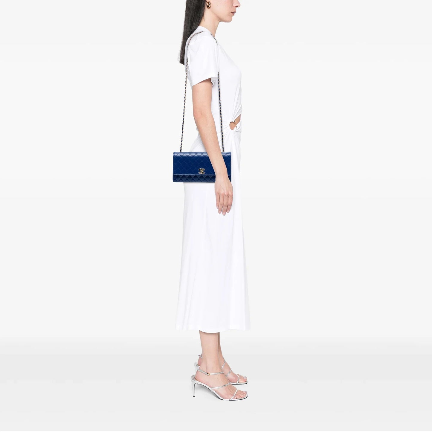 Blue Chanel CC Quilted Lambskin Long Flap Crossbody Bag