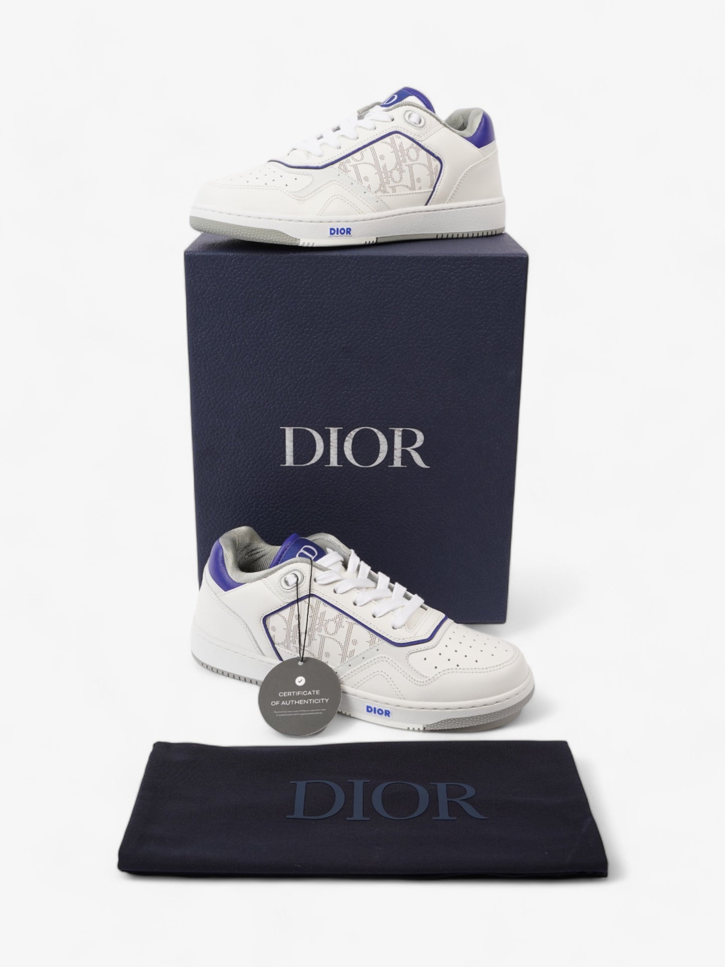 Christian Dior B27 Low Top Sneakers White / Blue Leather EU 40 UK 6