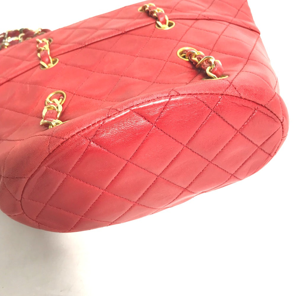 CHANEL Shoulder Bag lambskin Red Matrasse quilting Women