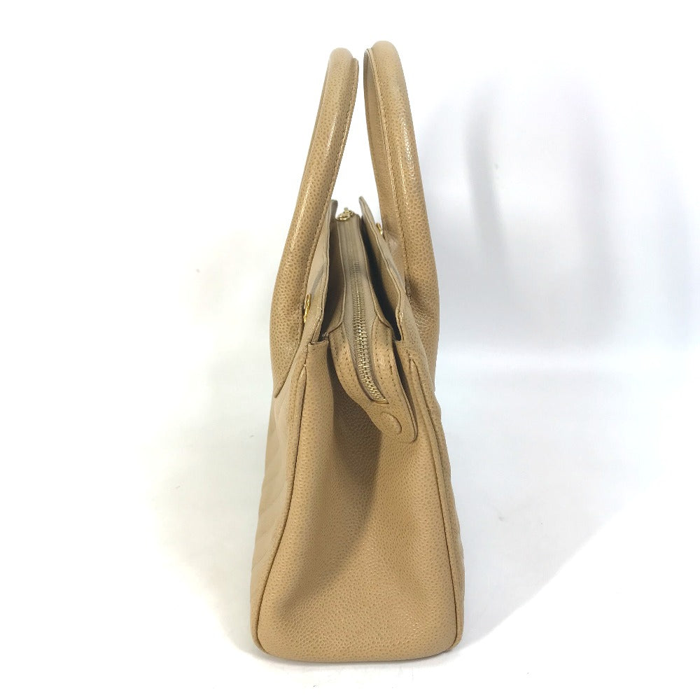 CHANEL Handbag Caviar skin beige Chevron Vstitch Women