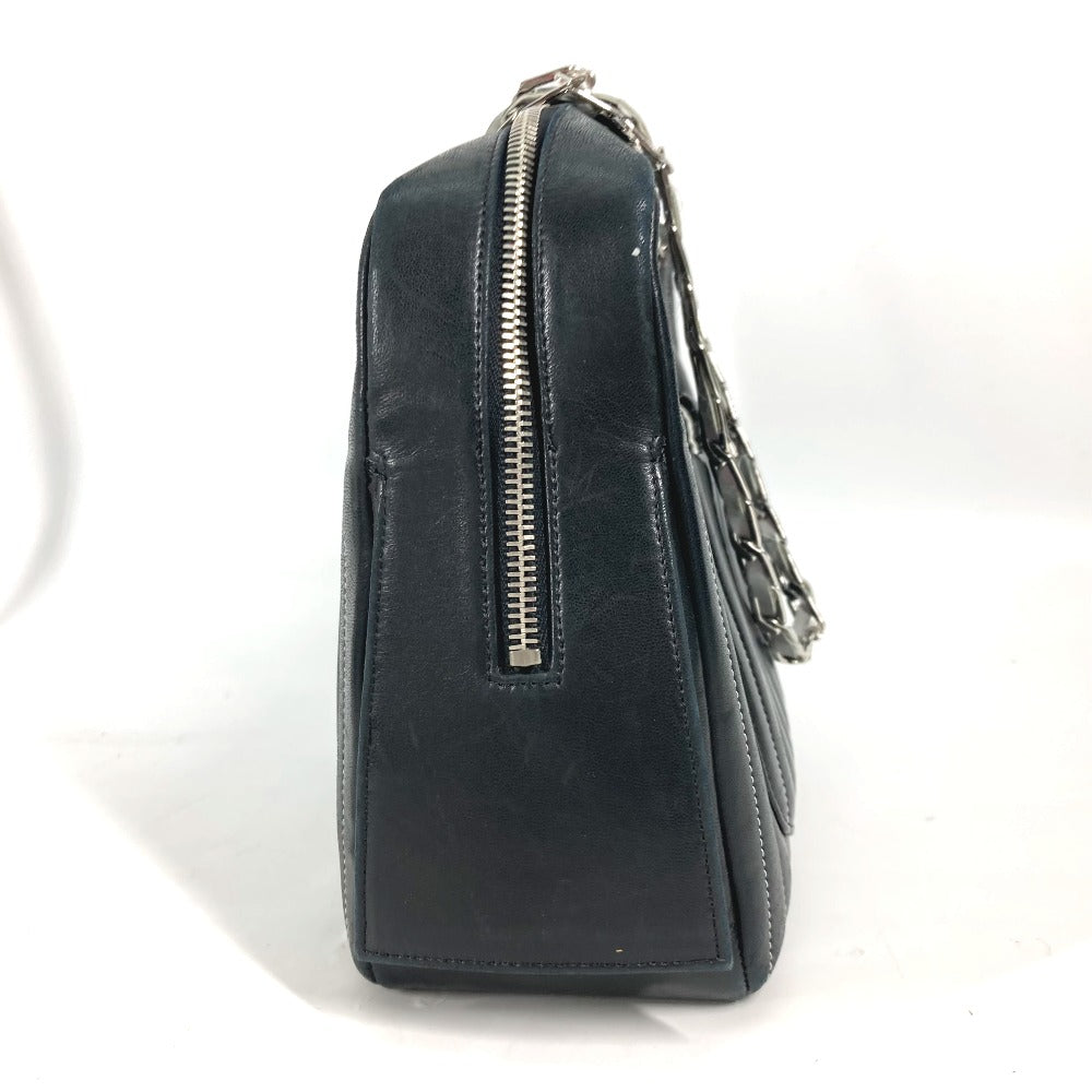 CHANEL Shoulder Bag leather black shoulder bag Mademoiselle