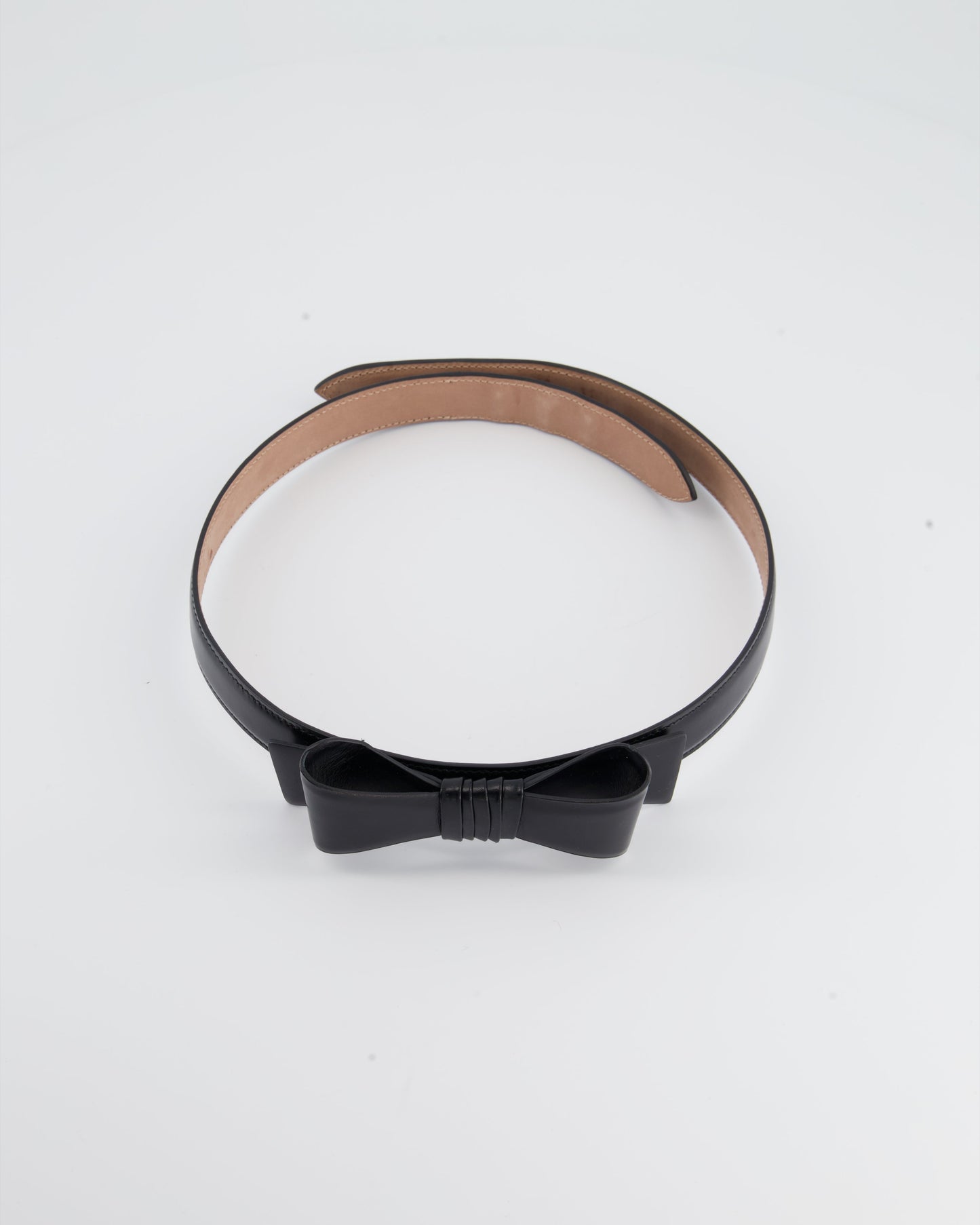 Ala•a Black Leather Belt with Bow Detail Size 70cm